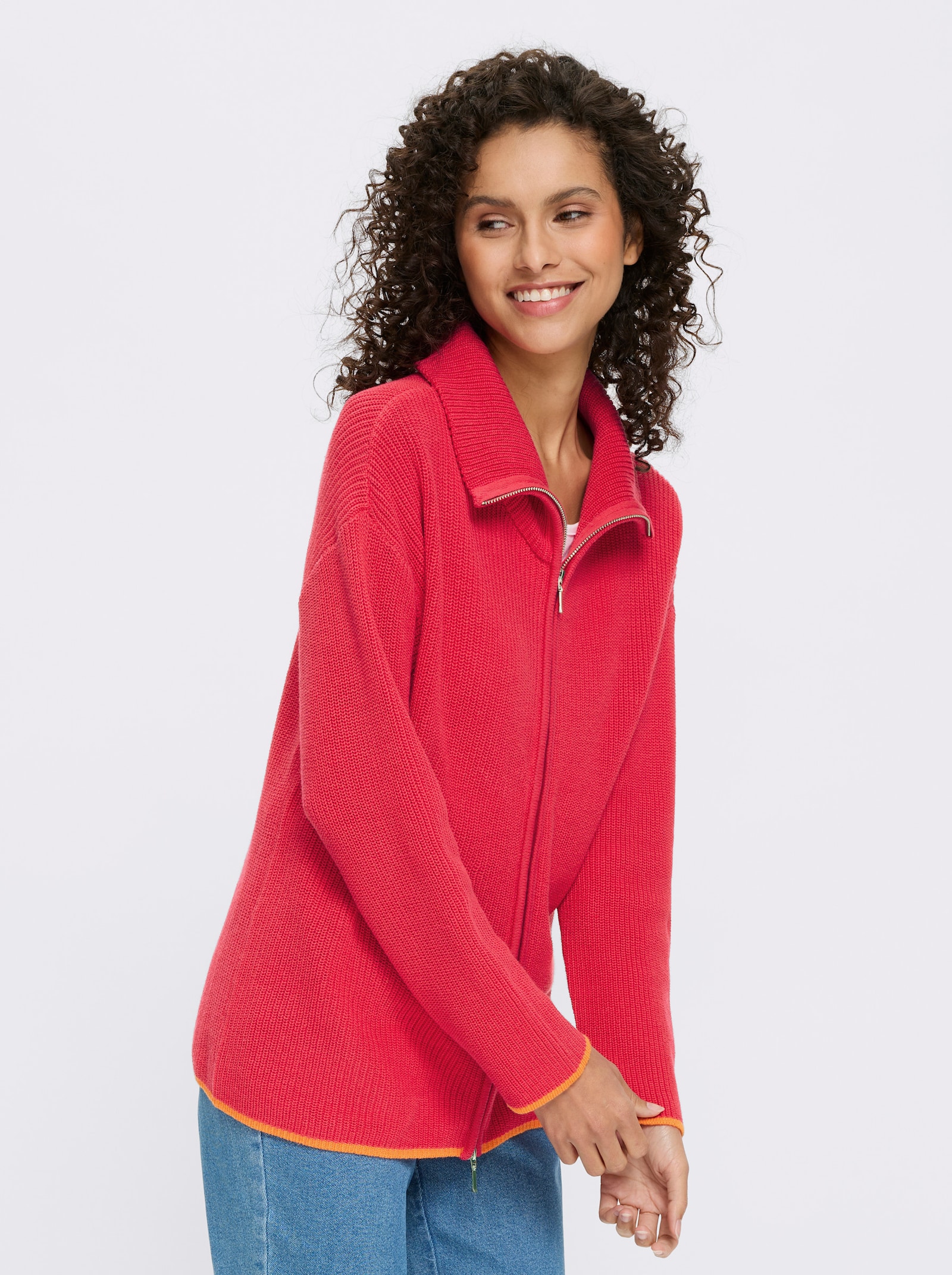 heine Cardigan mit 2-Wege-Zipper - pink