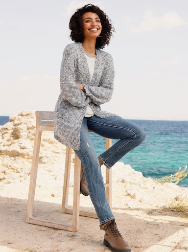 heine Strickjacke aus Bouclé-Garn - bleu-gemustert