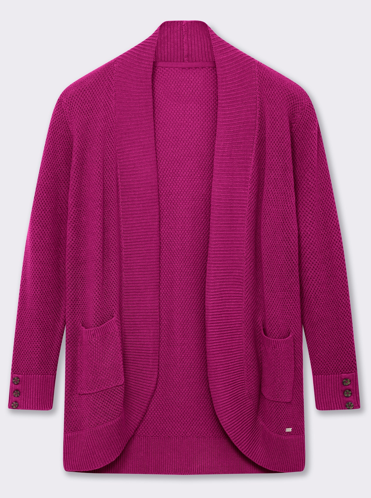 Longstrickjacke mit Struktur-Muster - magenta