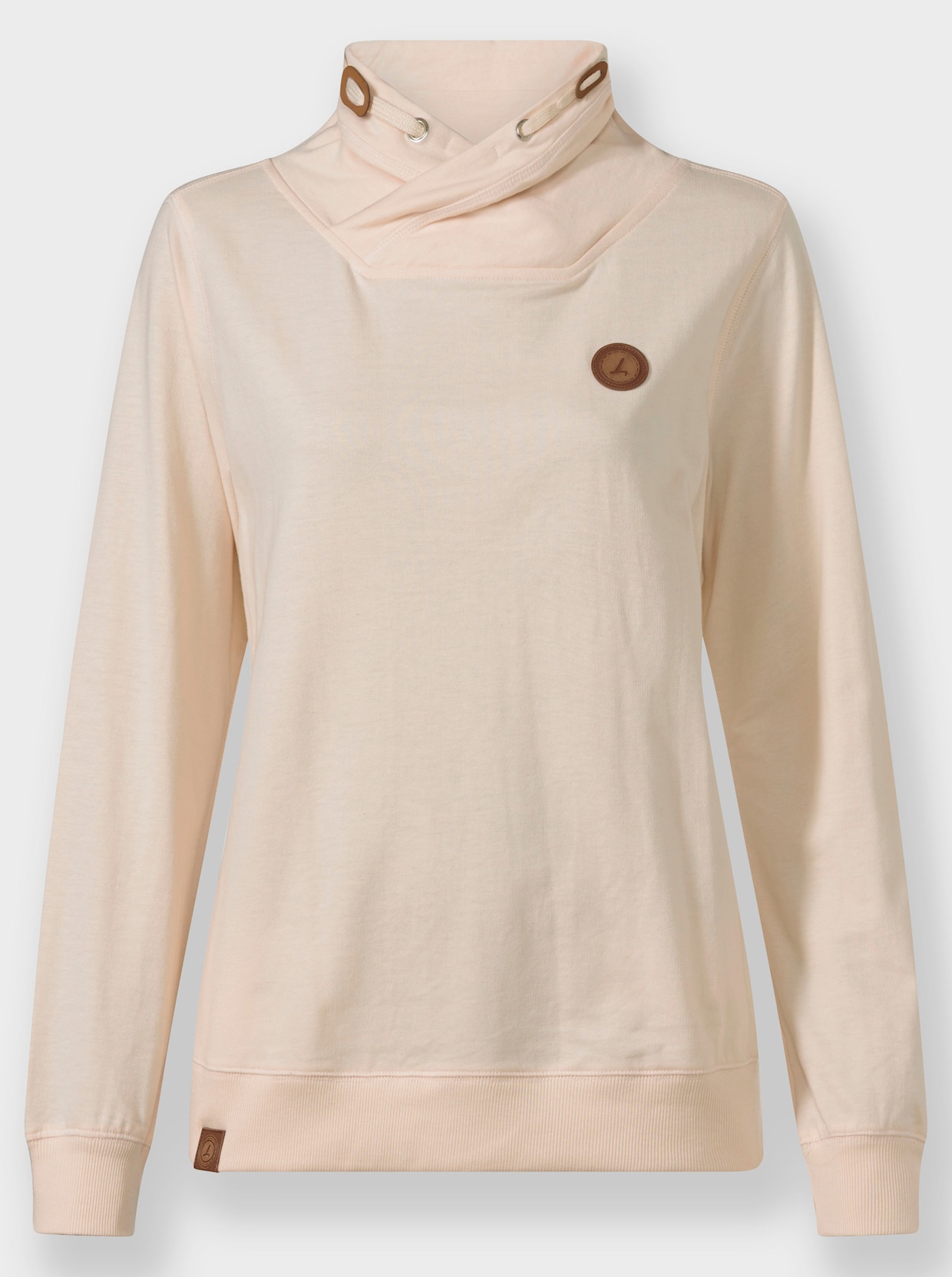 Sweatshirt mit überlappendem Stehkragen - elfenbein