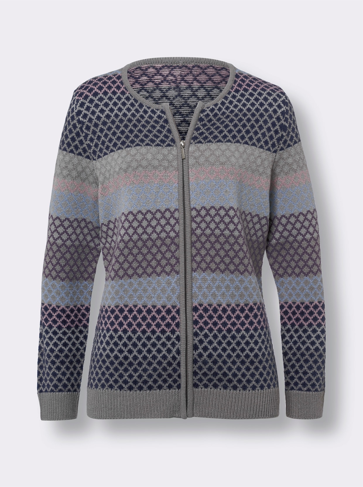 Pletený sveter - sivá vzorovaná