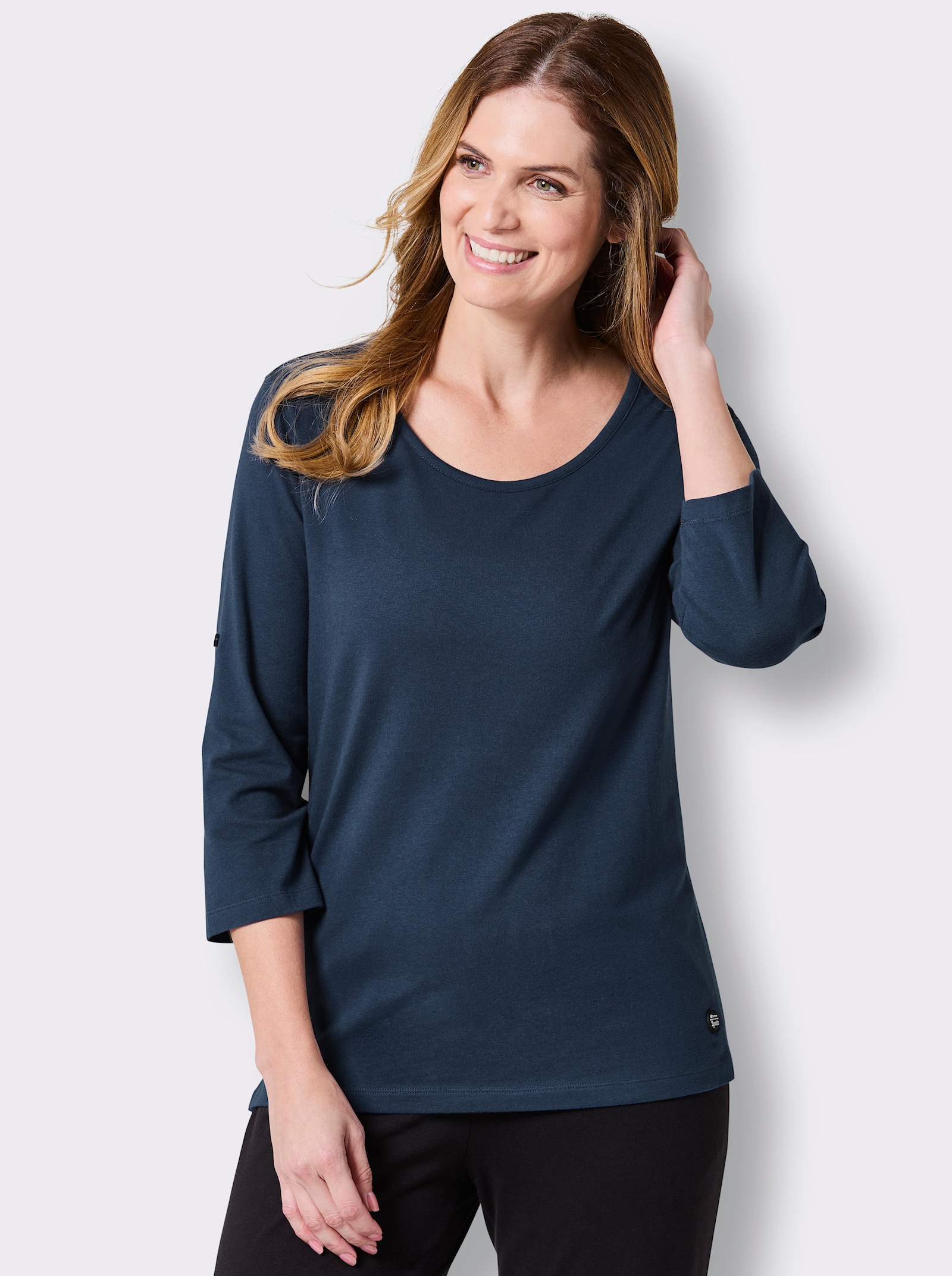 Catamaran Sports Freizeitshirt mit Aufschlag am 3/4-Ärmel - dunkelblau