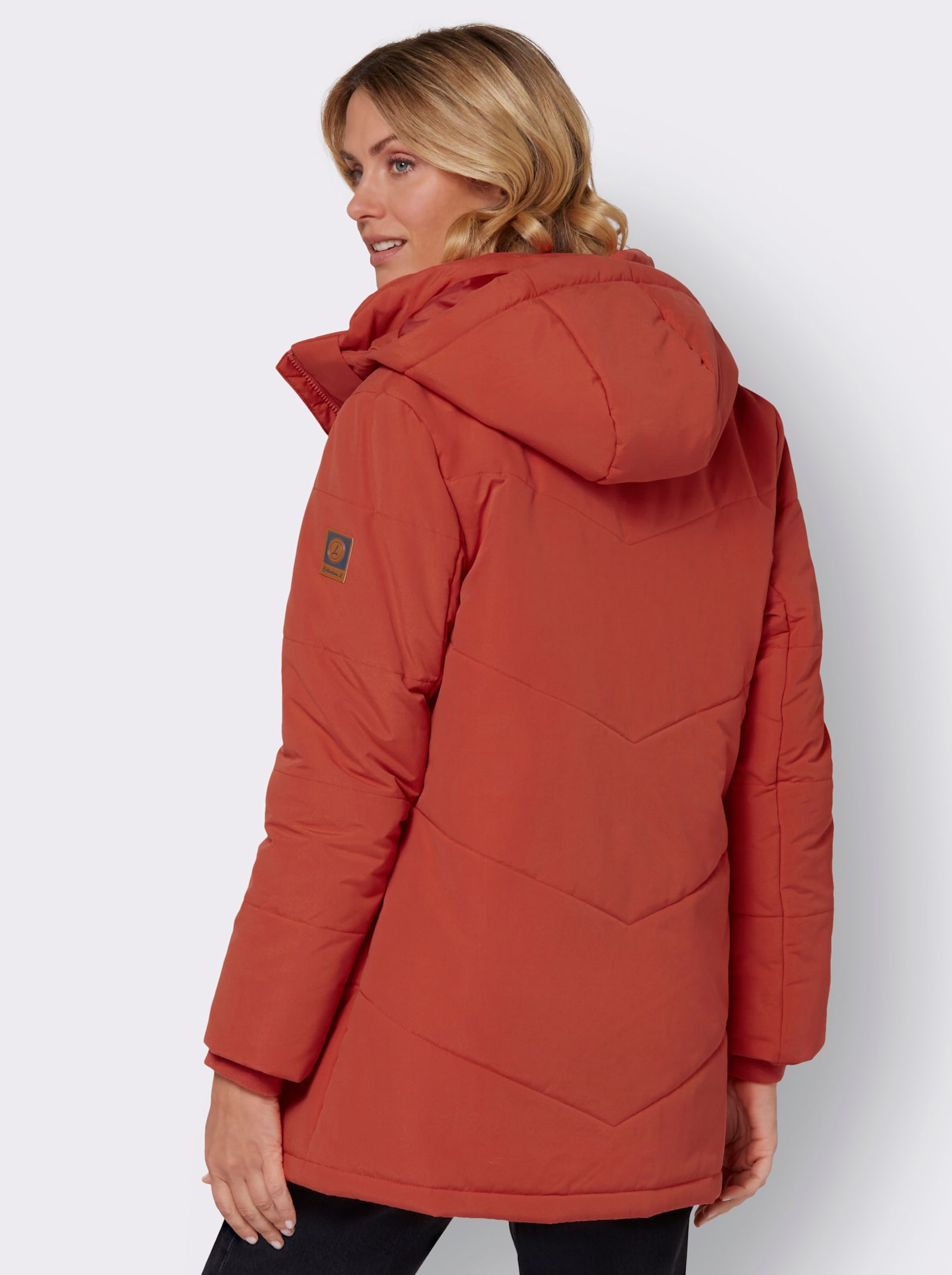 Outdoorjacke mit abnehmbarer Kapuze und Jersey-Bündchen - terra