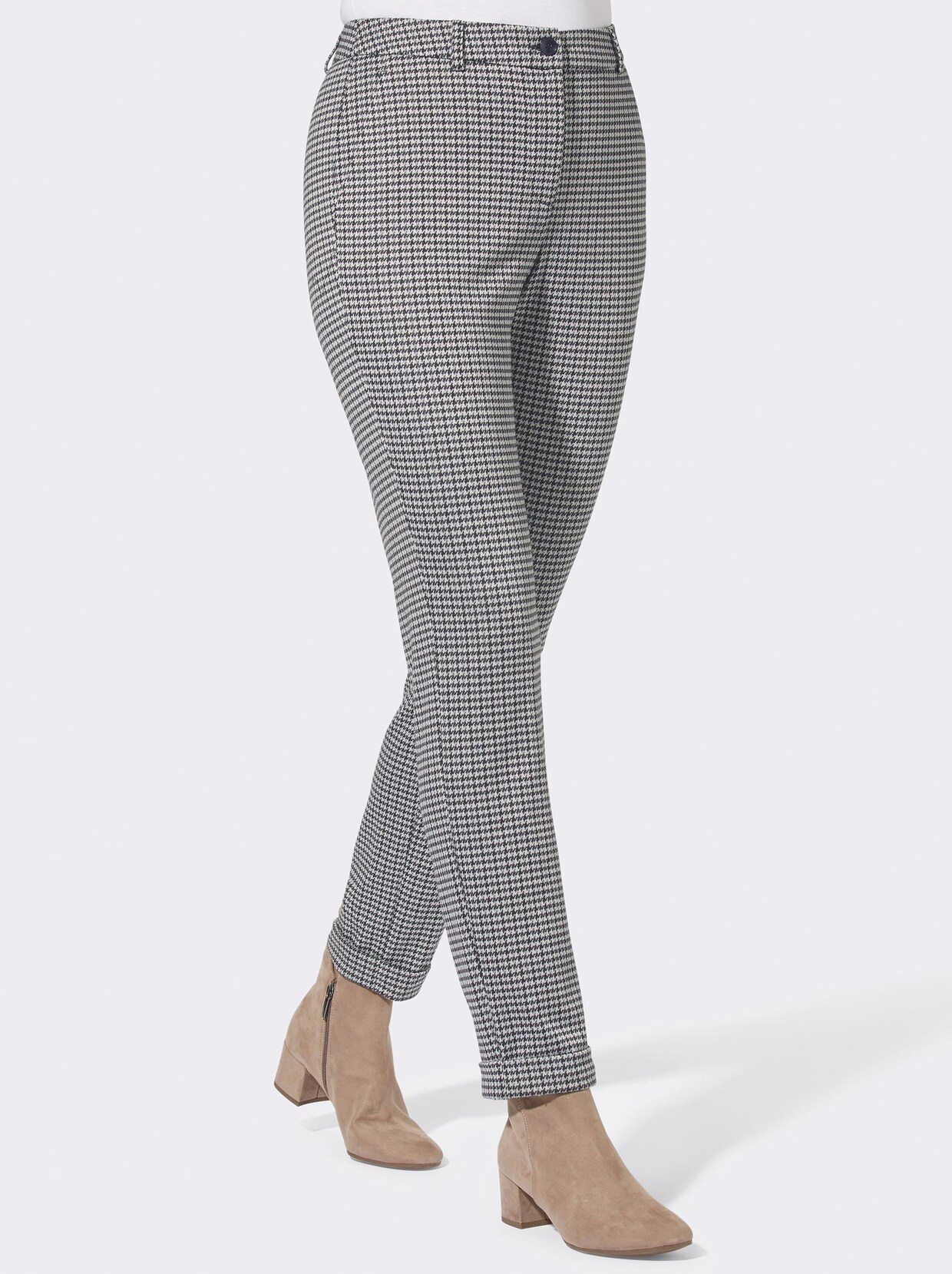 Jerseyhose - graphit-ecru-gemustert