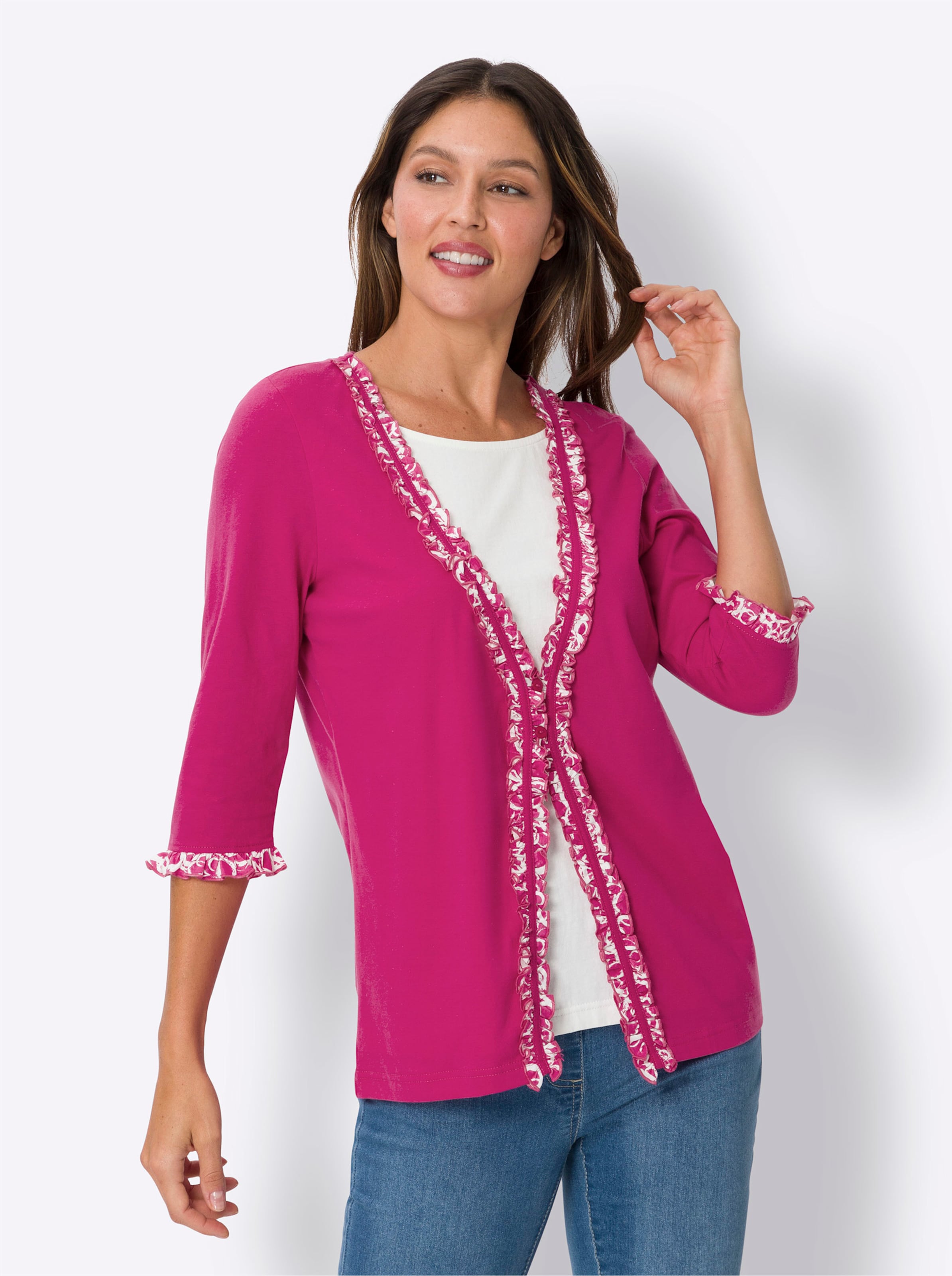 Witt Damen 2-in-1-Shirt, fuchsia-ecru