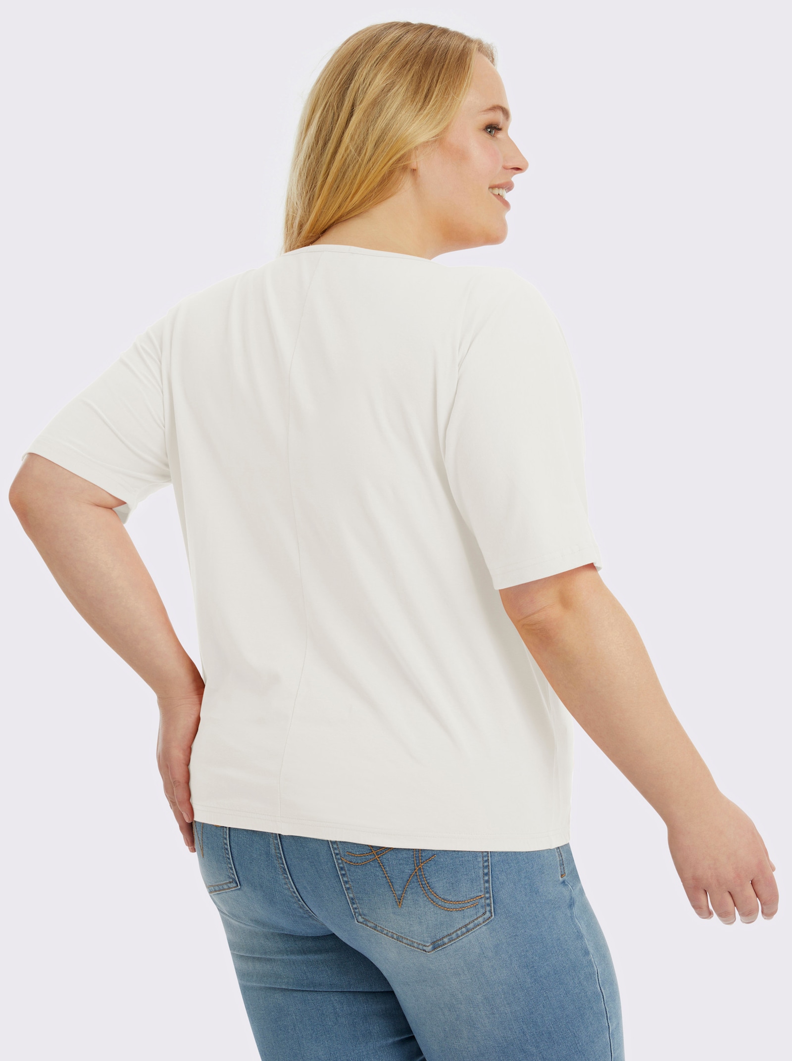 Kurzarmshirt mit Fledermausärmeln - ecru