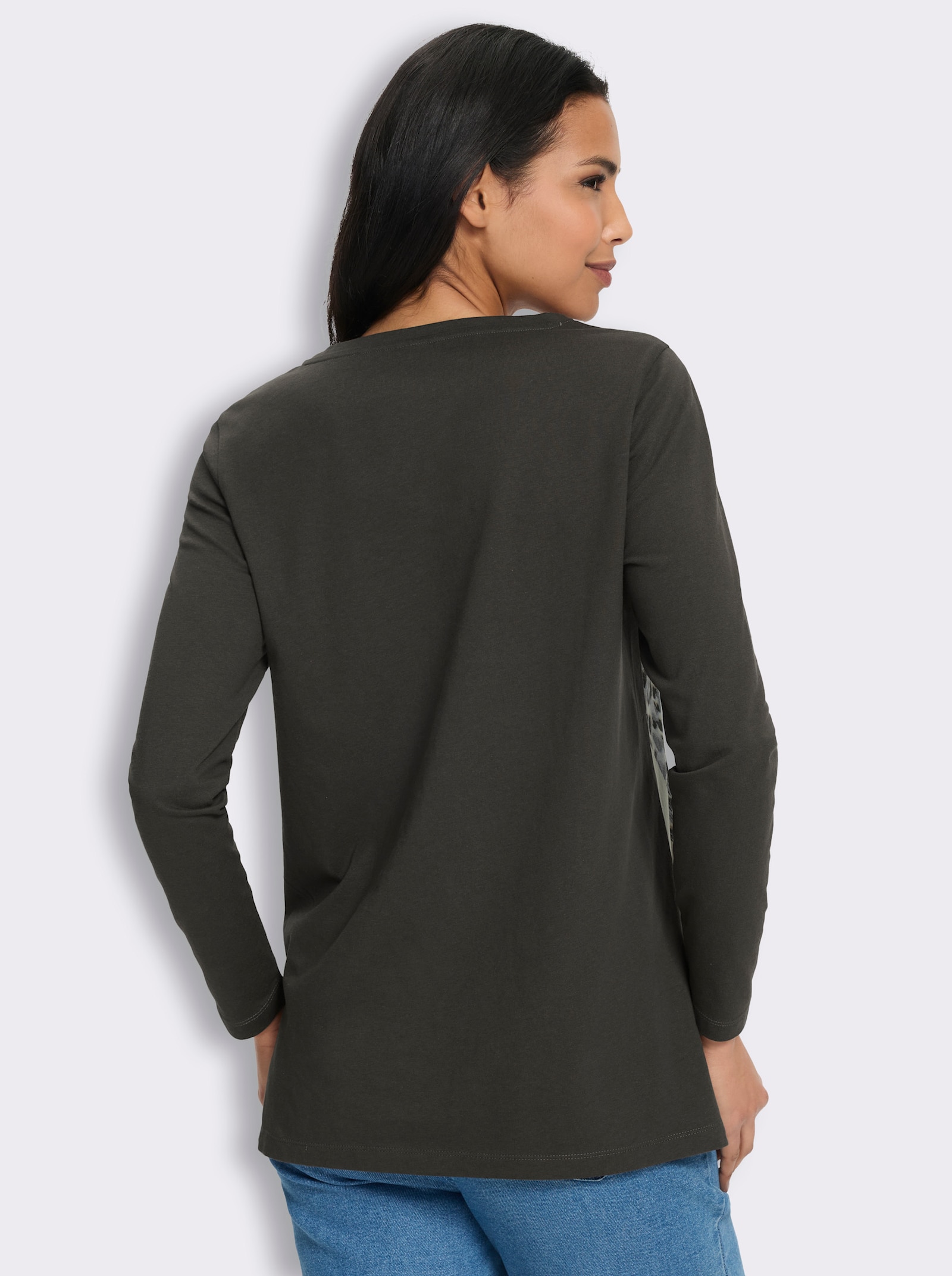 Longshirt mit Druck-Mix - graphit-camel-bedruckt