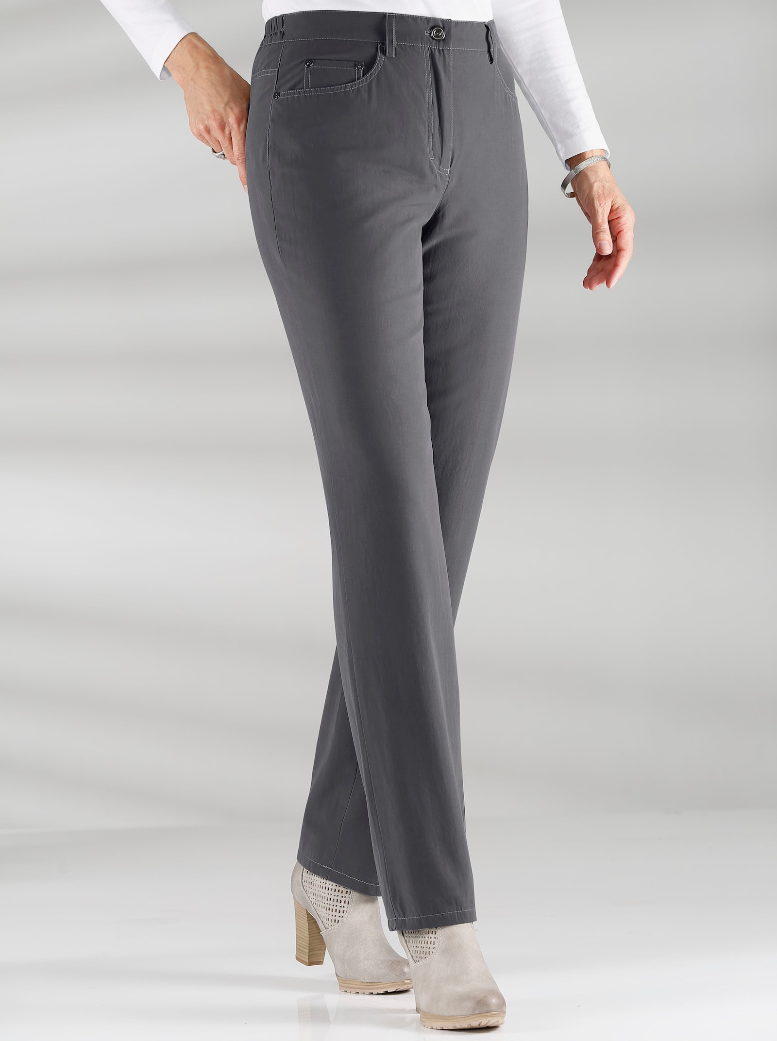 Cosma Thermohose mit kariertem Futter - grau