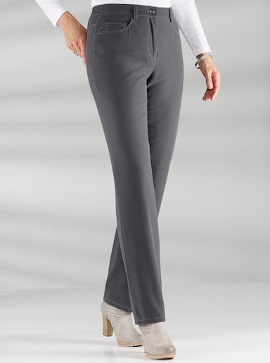 Cosma Thermohose mit kariertem Futter - grau