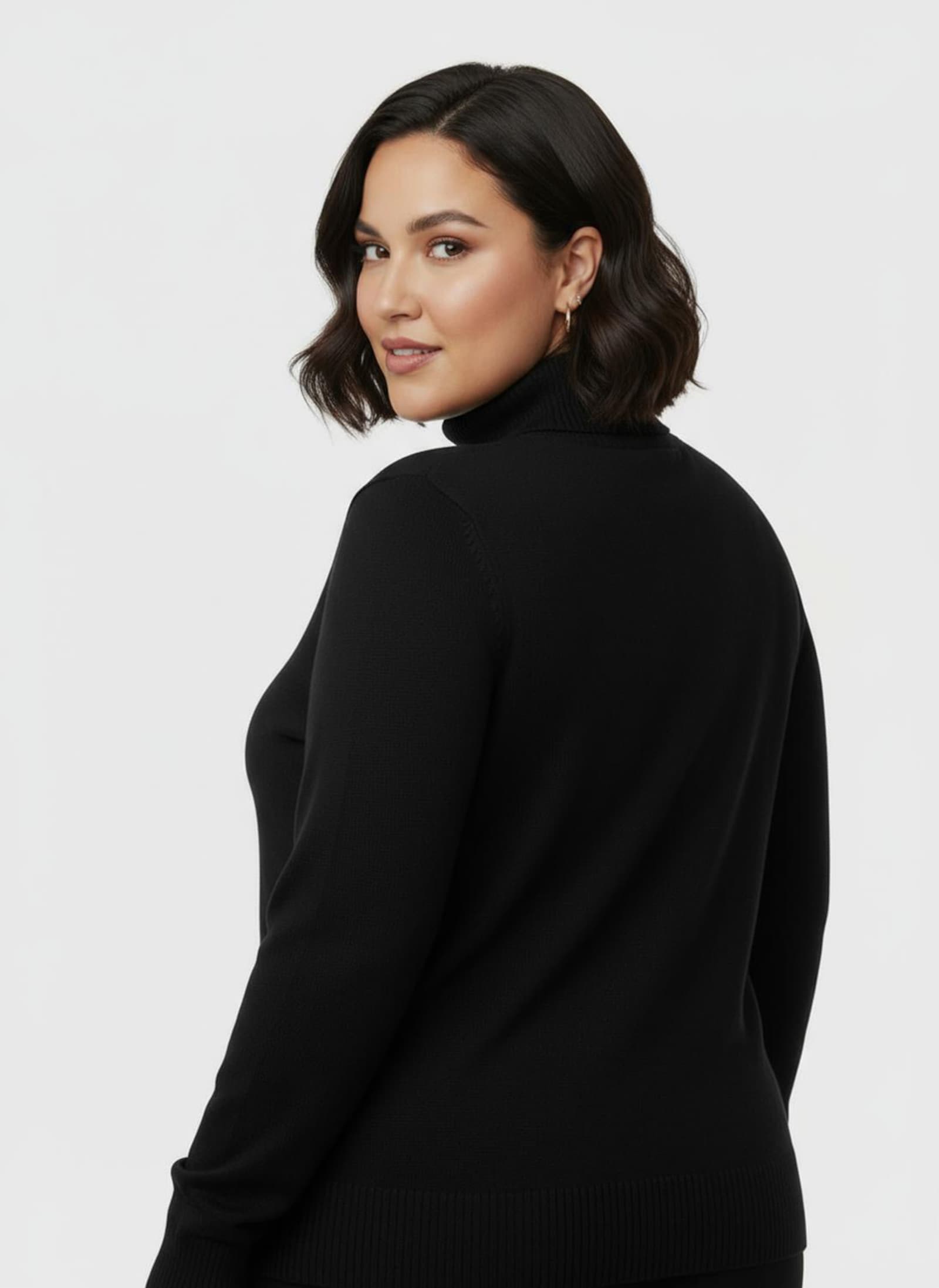 Rollkragenpullover aus Feinstrick - schwarz