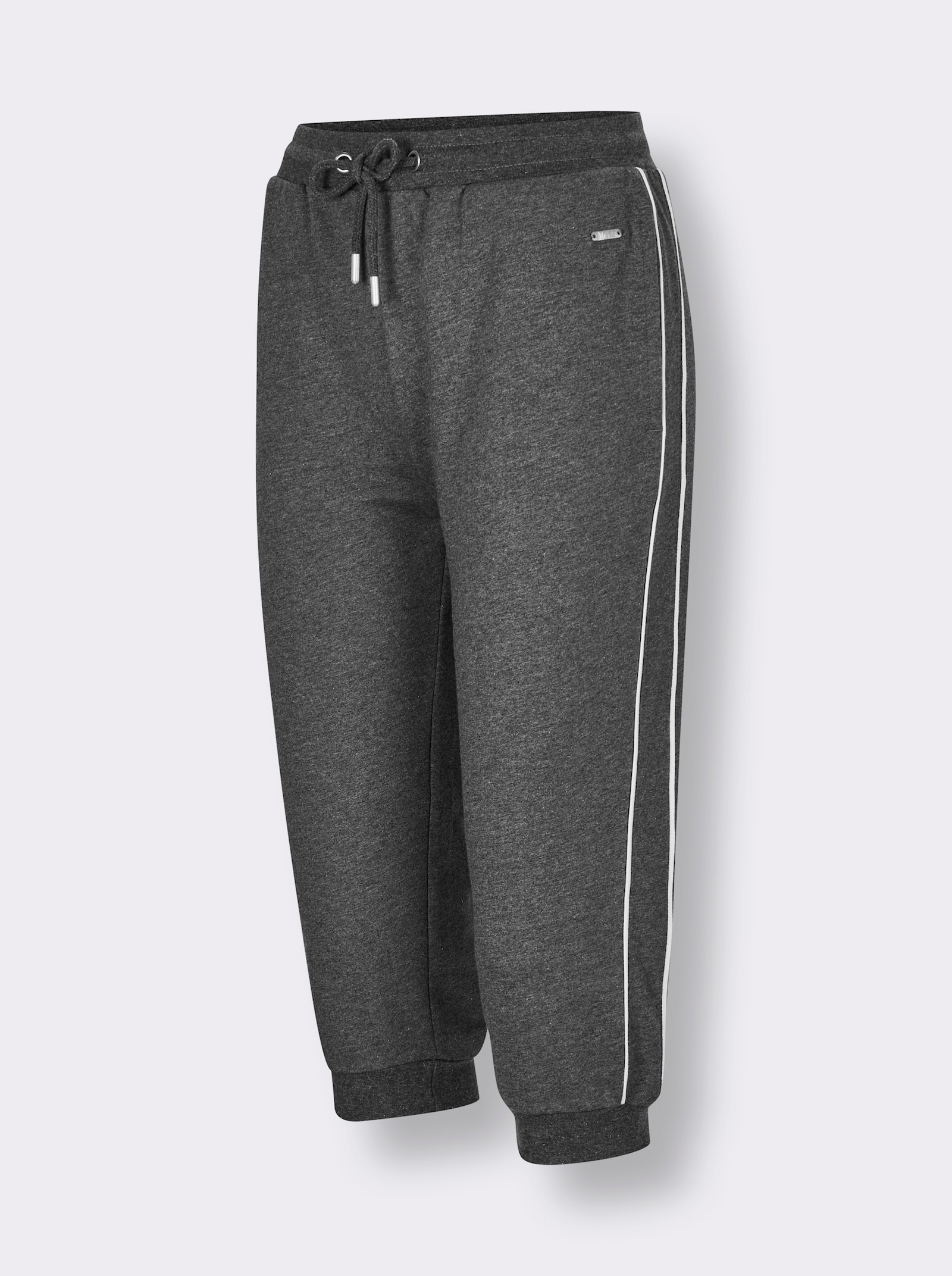 feel good Caprihose mit Bündchen - anthrazit-meliert-weiß