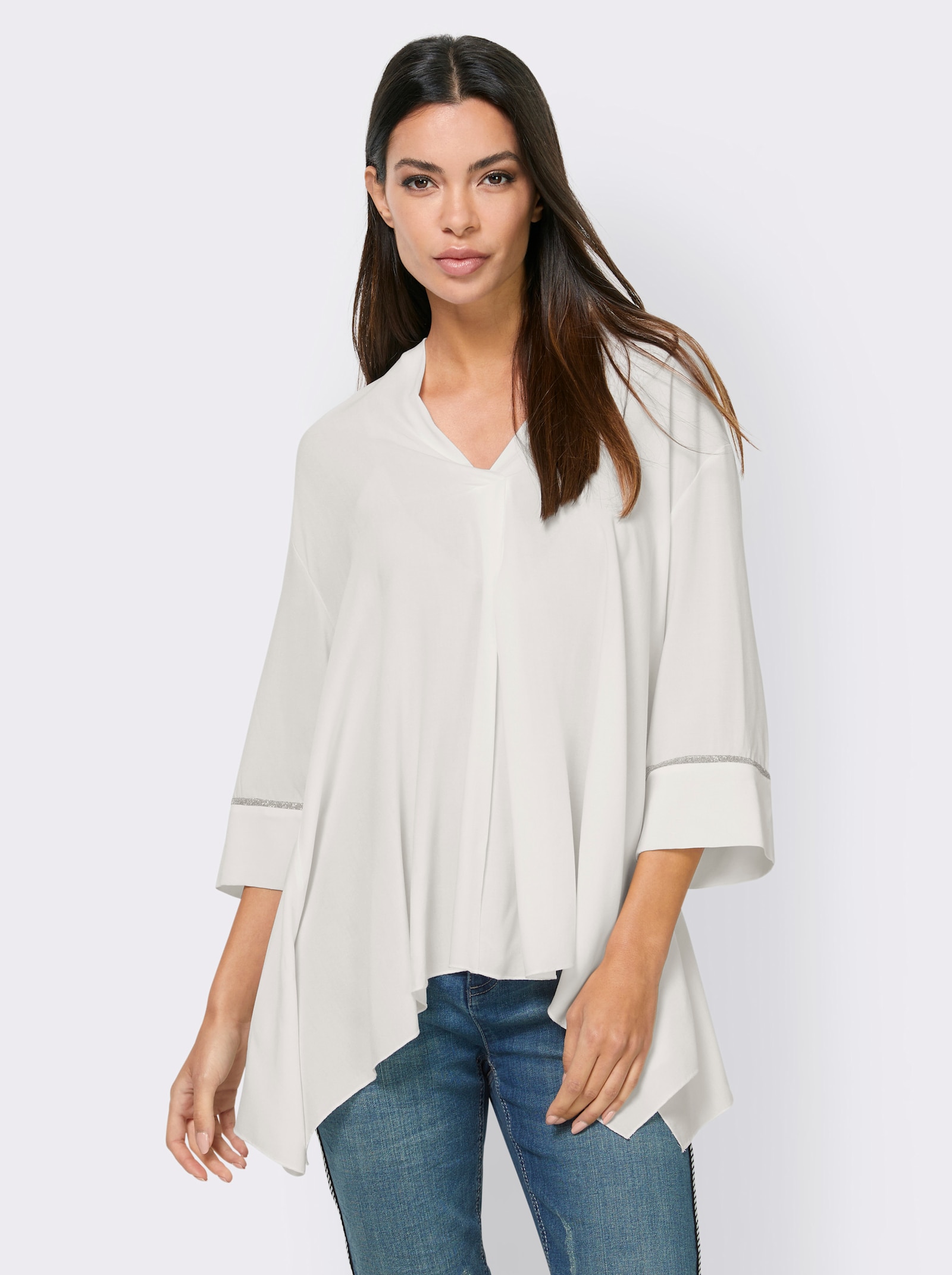 heine Comfortblouse met V-hals - champagne