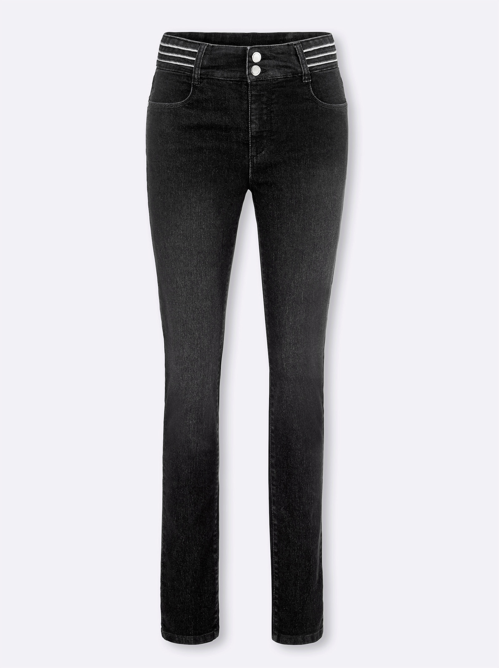 Jeans mit verziertem Bund - graphit-denim