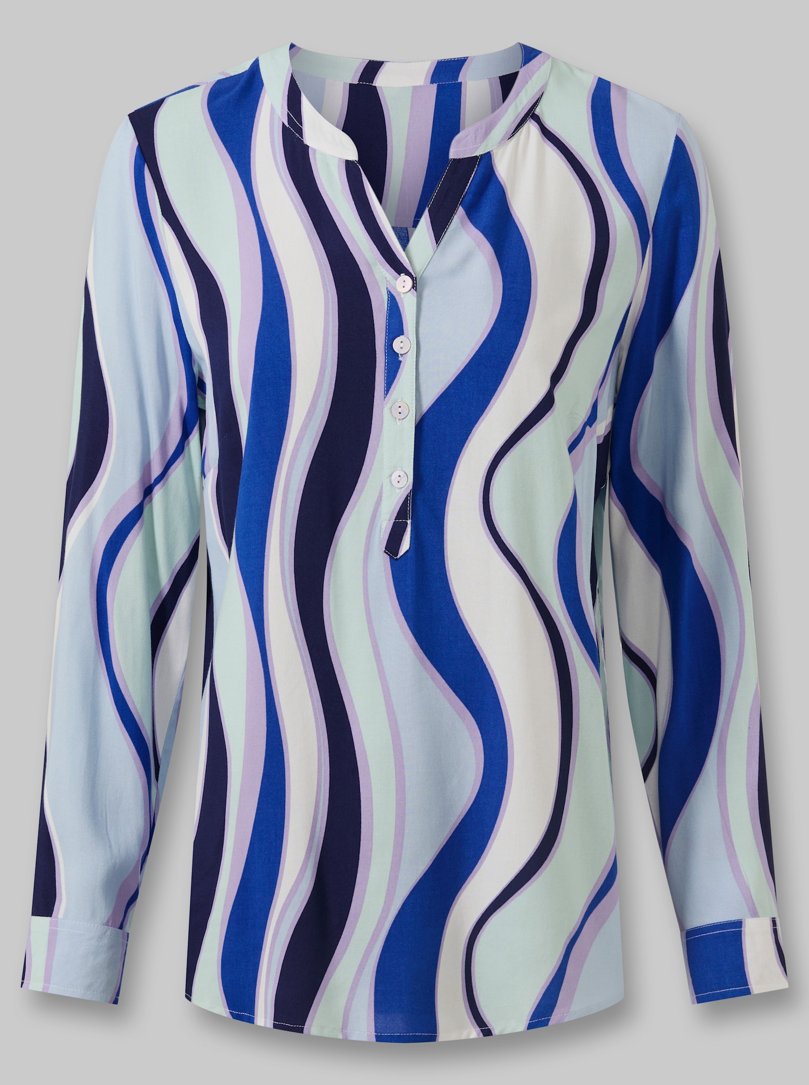heine Schlupfbluse mit Druck-Dessin - hellblau-ecru-bedruckt