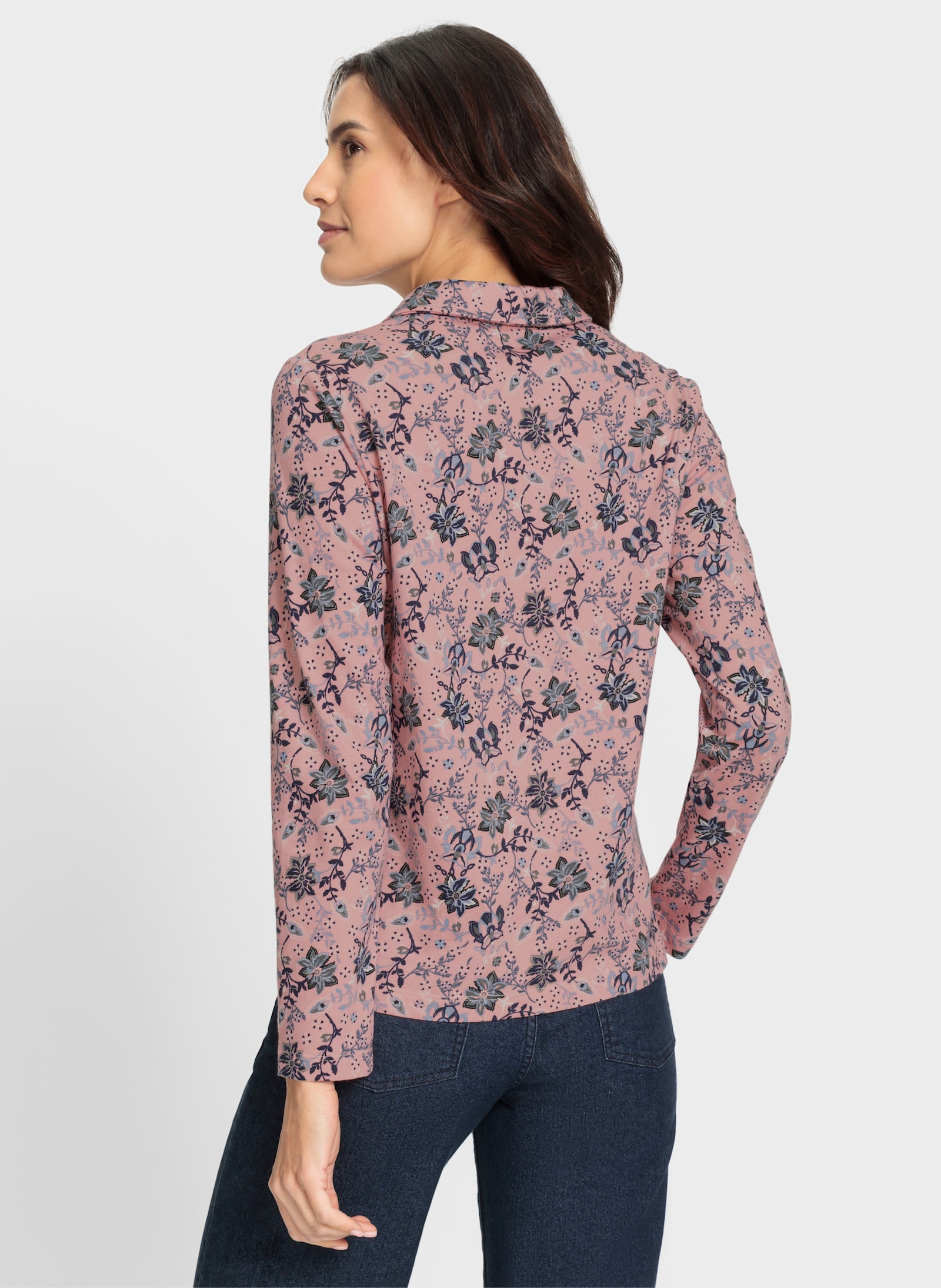 Print-Shirt mit Hemdkragen - rosenquarz-marine-bedruckt