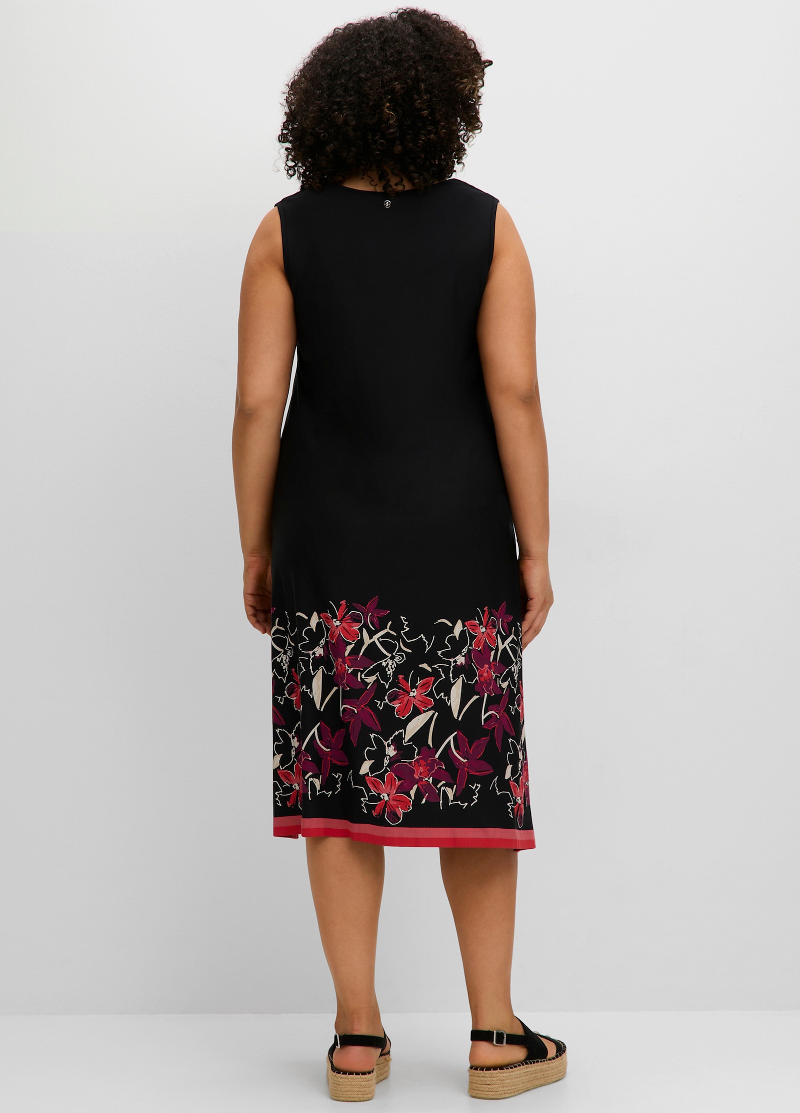 sheego Jerseykleid mit Blumenprint - schwarz bedruckt