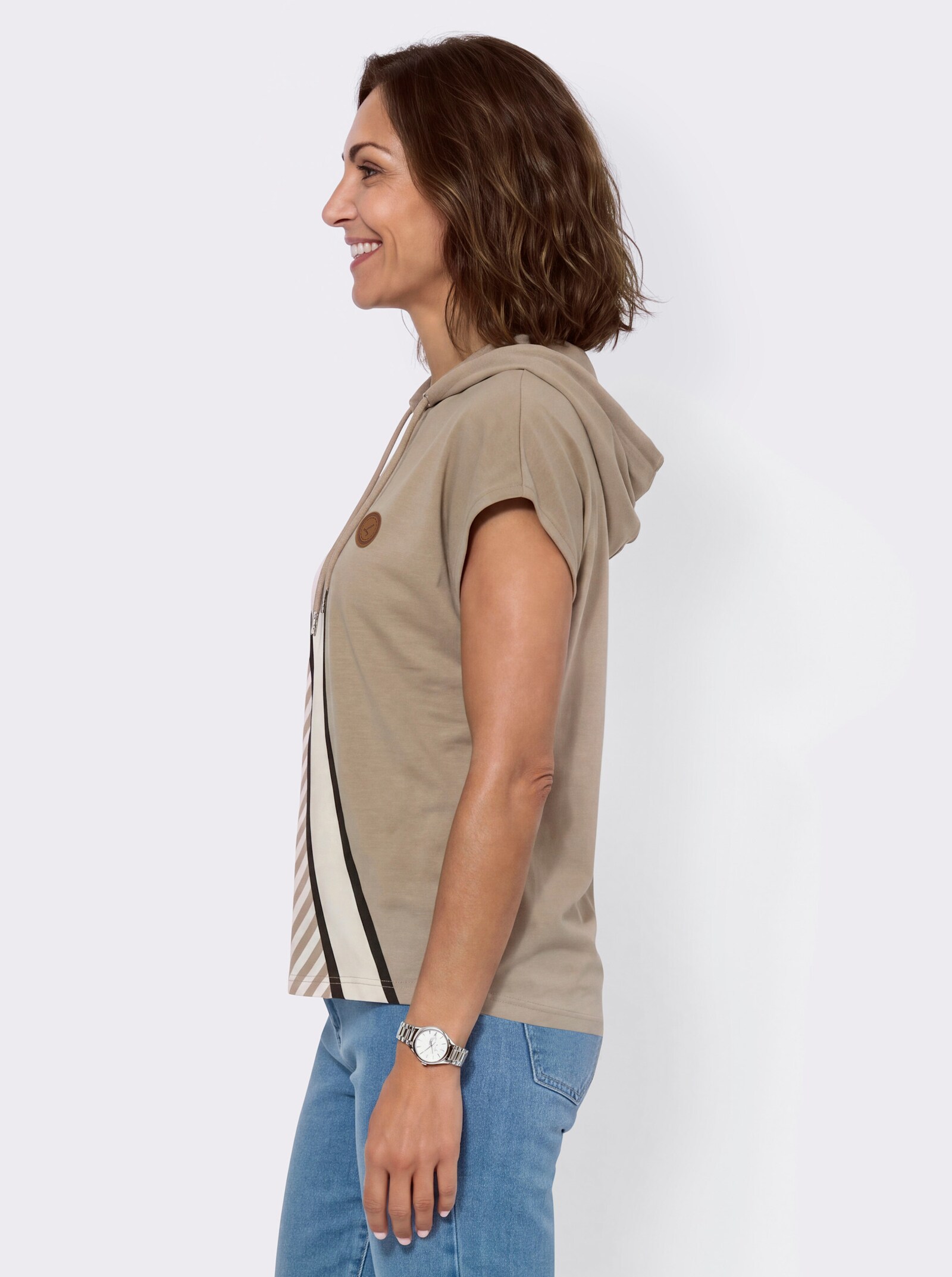 Kapuzenshirt mit Druckmuster vorne - sesam-ecru-bedruckt