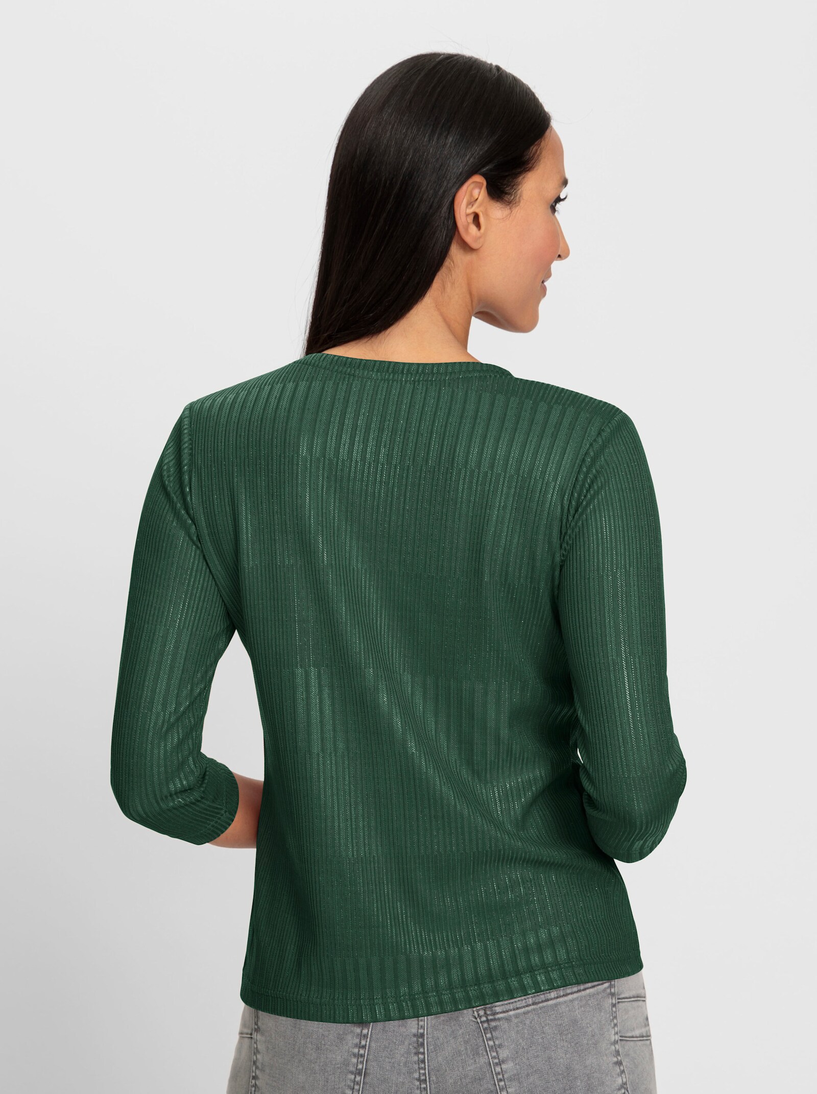 heine Shirt met 3/4-mouwen in ribstructuur - mos