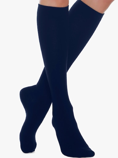 Stützstrümpfe mit hohem Woll-Anteil, wärmend - marine