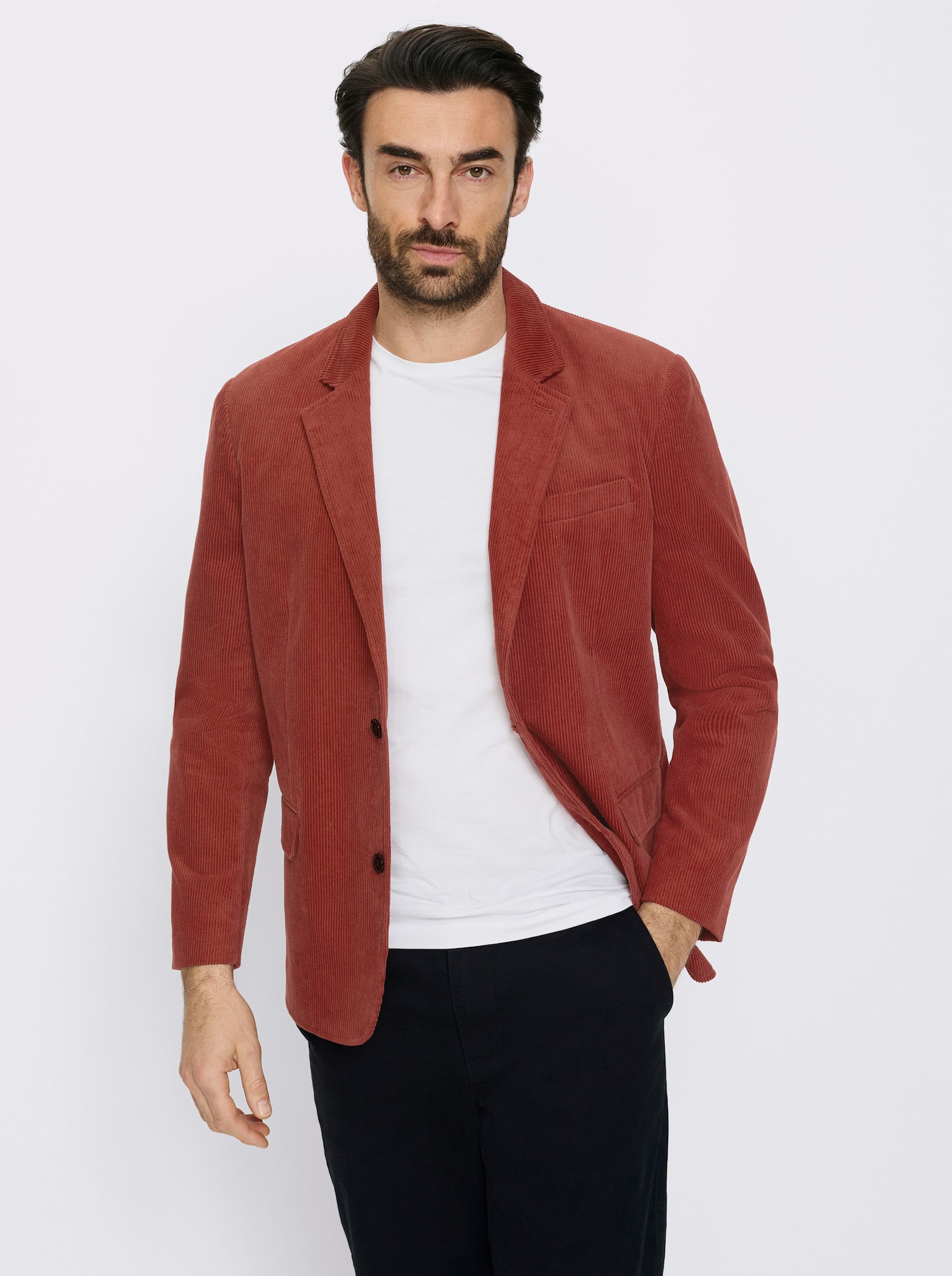 Marco Donati Sakko aus Cord, reine Baumwolle - rotbraun