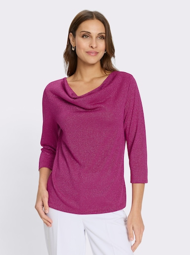 Shirt met cascadehals - magenta