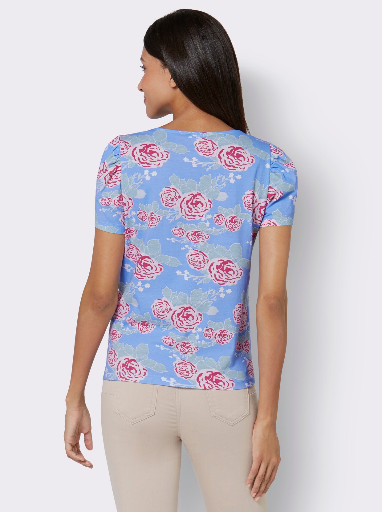 Shirt met korte mouwen - hemelsblauw gedessineerd