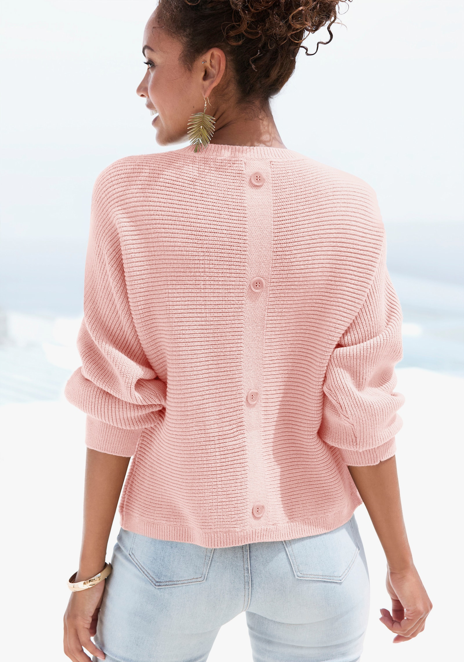 LASCANA Rundhalspullover - altrosa