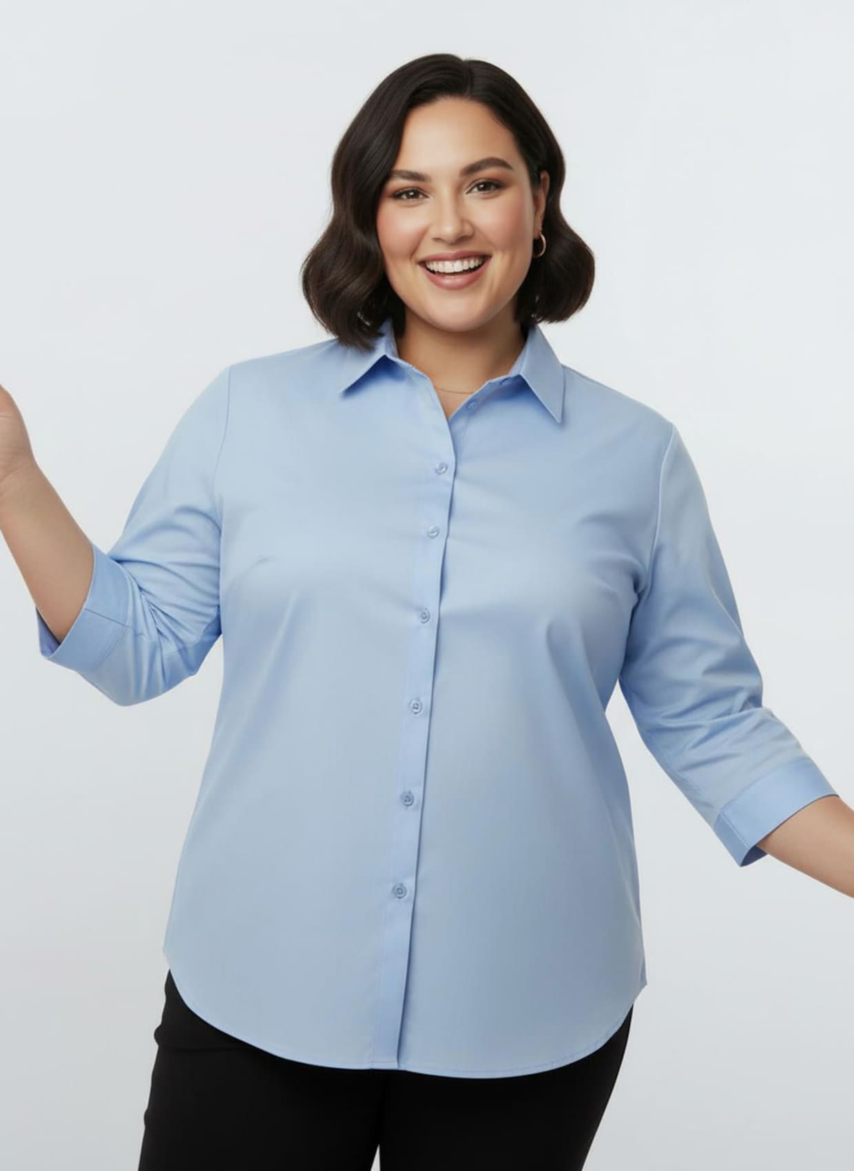 Hemdbluse mit 3/4-Ärmeln - bleu