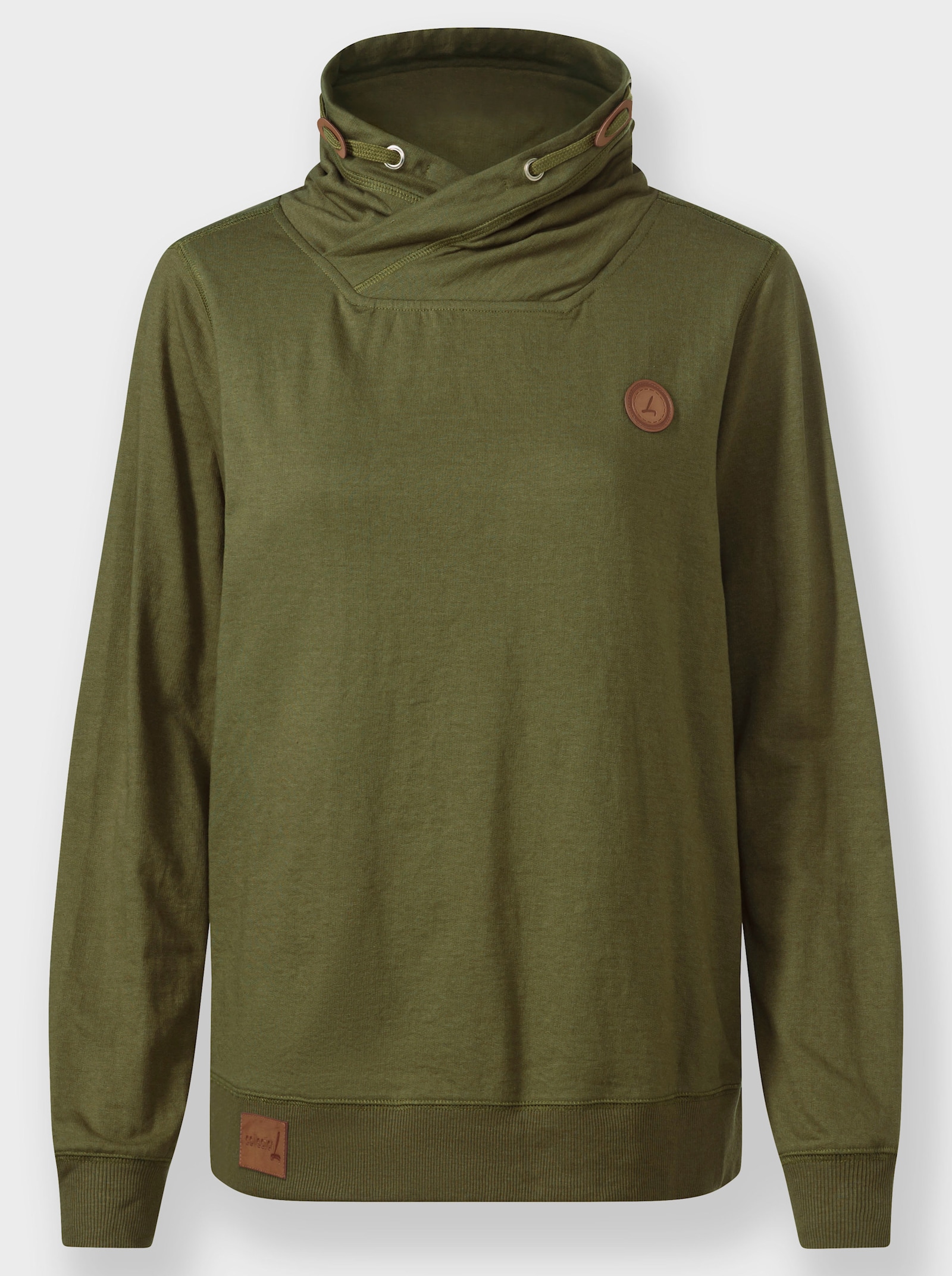Sweatshirt mit überlappendem Stehkragen - oliv