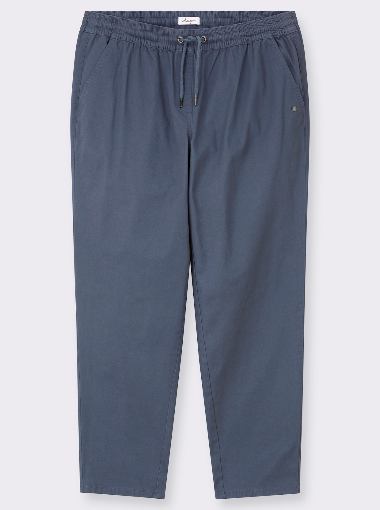 sheego Chinohose mit Gummibund und Bindeband - rauchblau