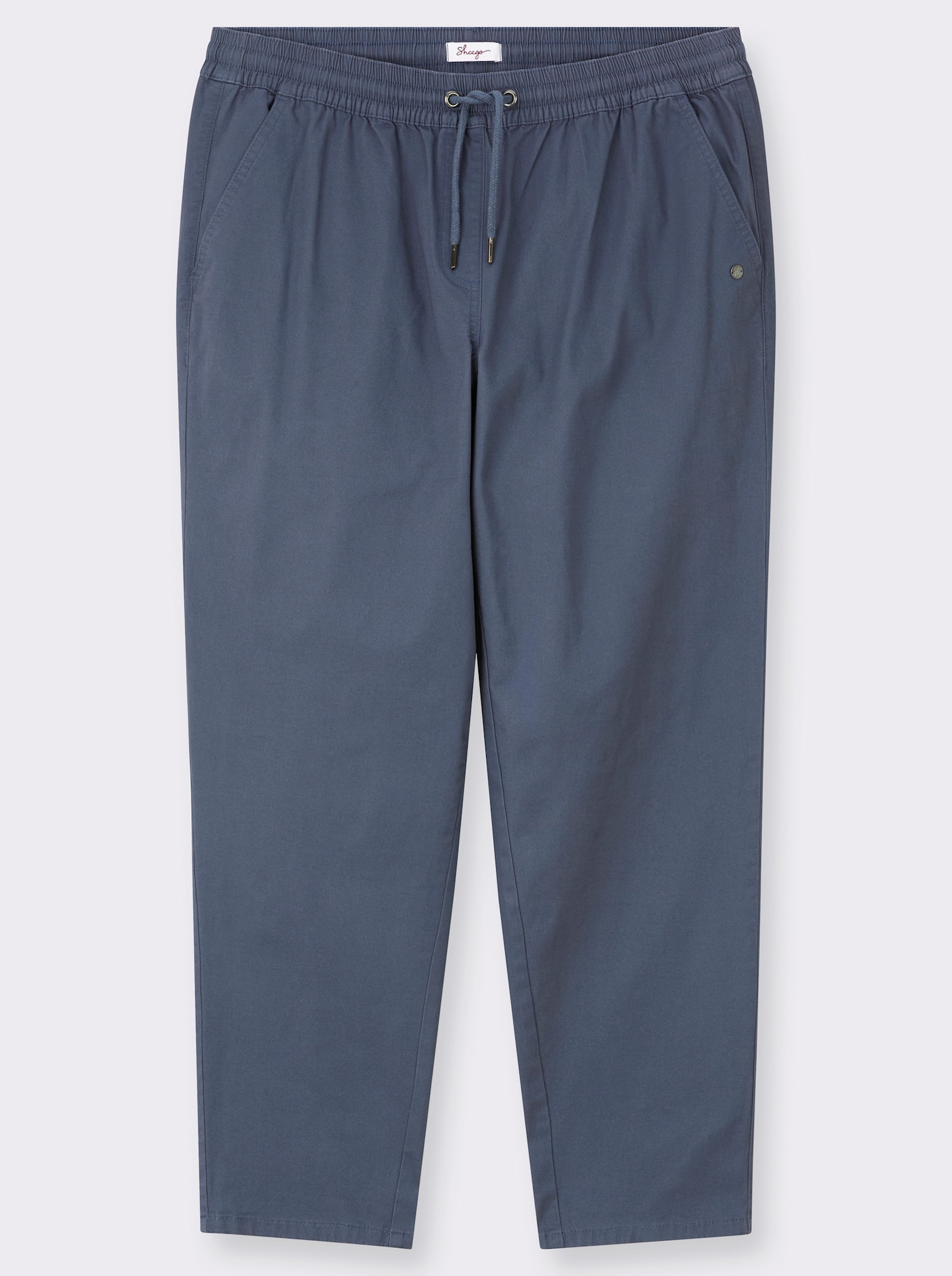 sheego Chinohose mit Gummibund und Bindeband - rauchblau