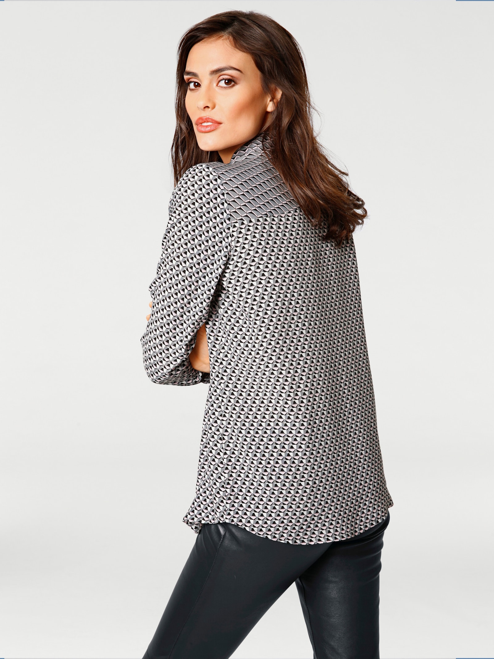 heine Hemdbluse im Minimal-Dessin - grau-rosé