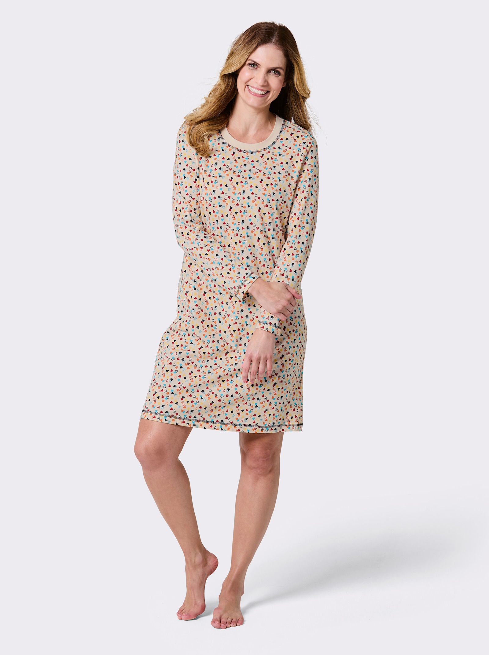 wäschepur Sleepshirts - champagner + champagner-marine-bedruckt