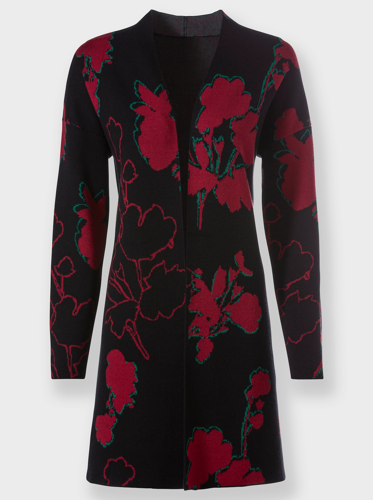 heine Jacquardvest - zwart/kers gedessineerd