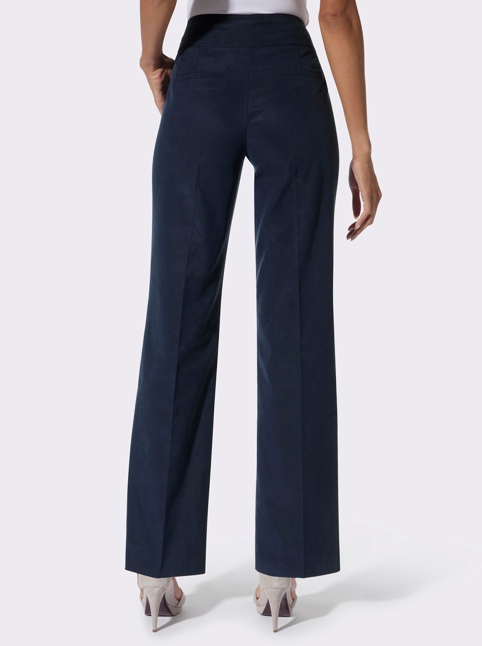 Bügelfaltenhose mit Zierknöpfen - marine