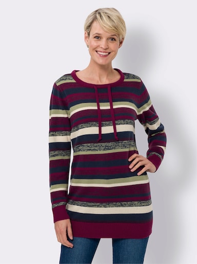 Longpullover - malve-dunkelblau-geringelt