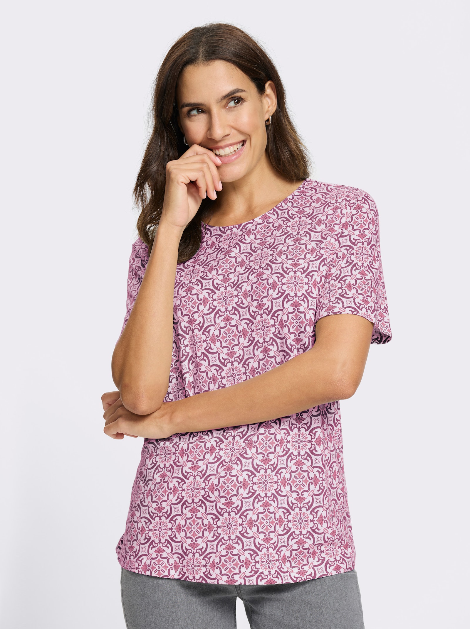Print-Shirt in Baumwoll-Modal-Mischung - ecru-erika-bedruckt