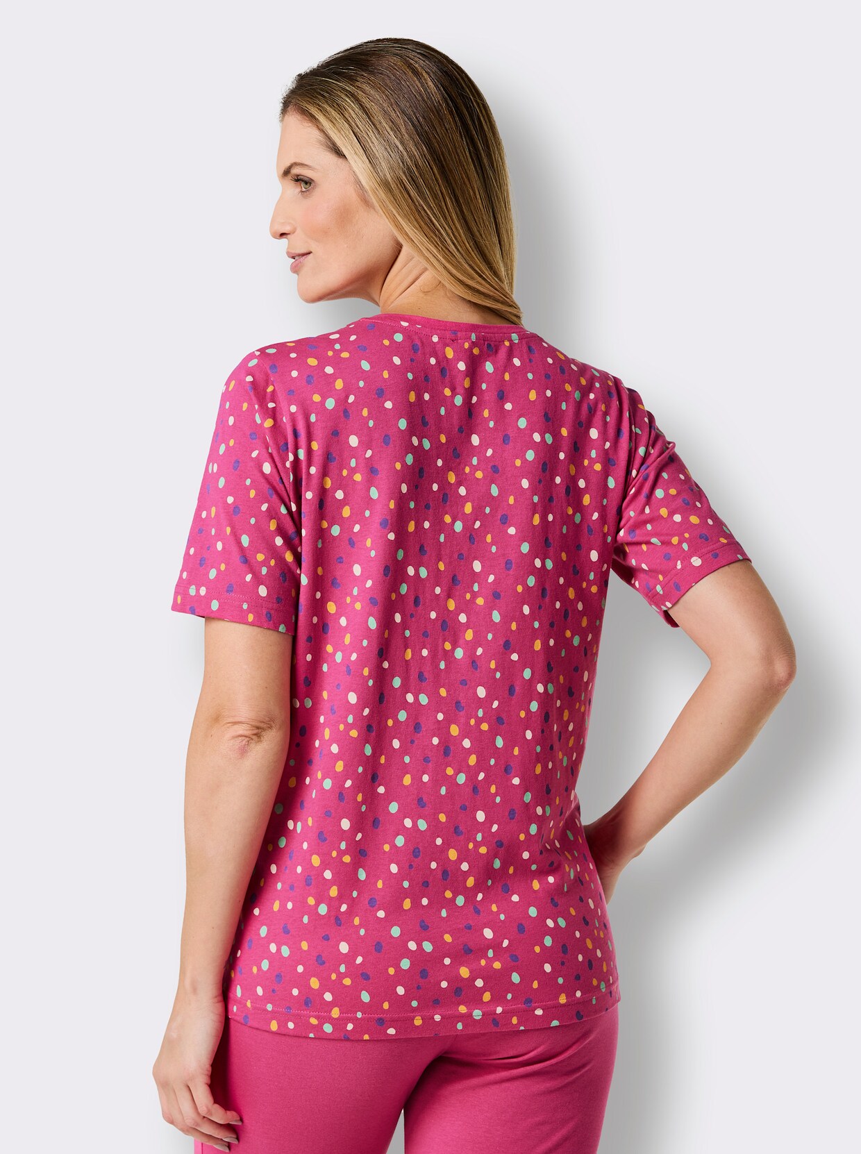 wäschepur Pyjama-Shirt - fuchsia geprint