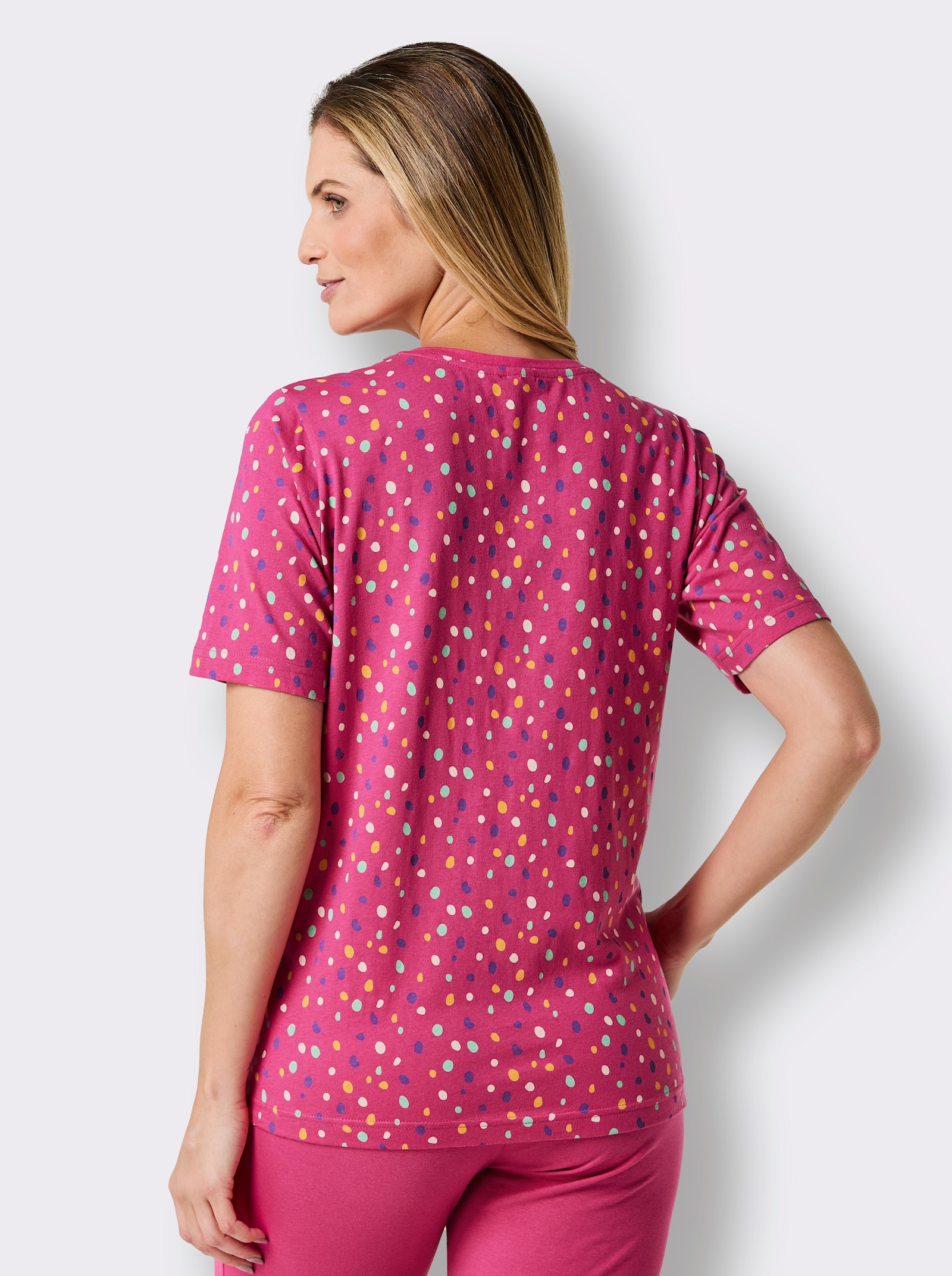 wäschepur Schlafanzug-Shirt - fuchsia-bedruckt