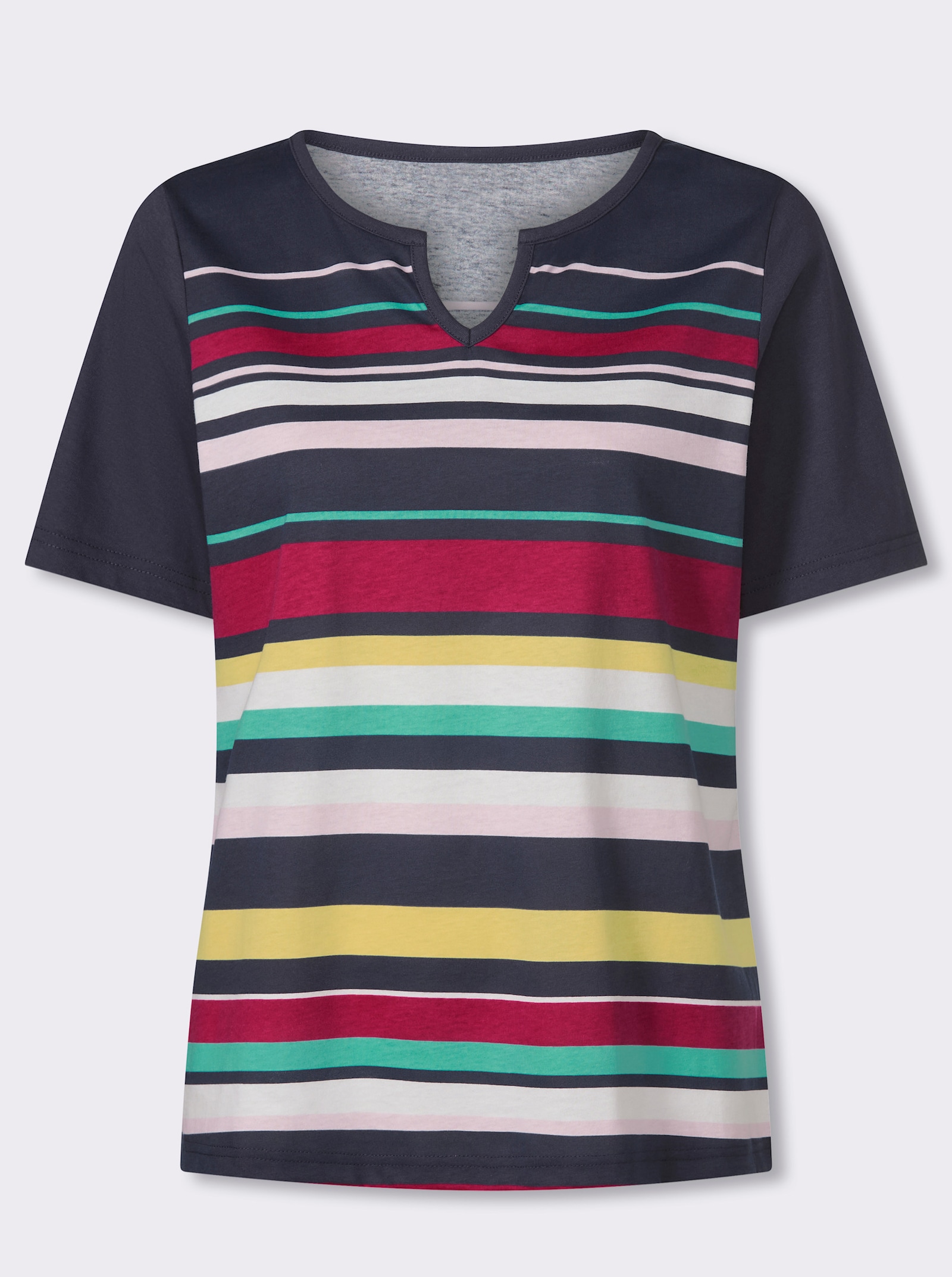 Shirt met korte mouwen en streeppatroon - marine/pink gestreept