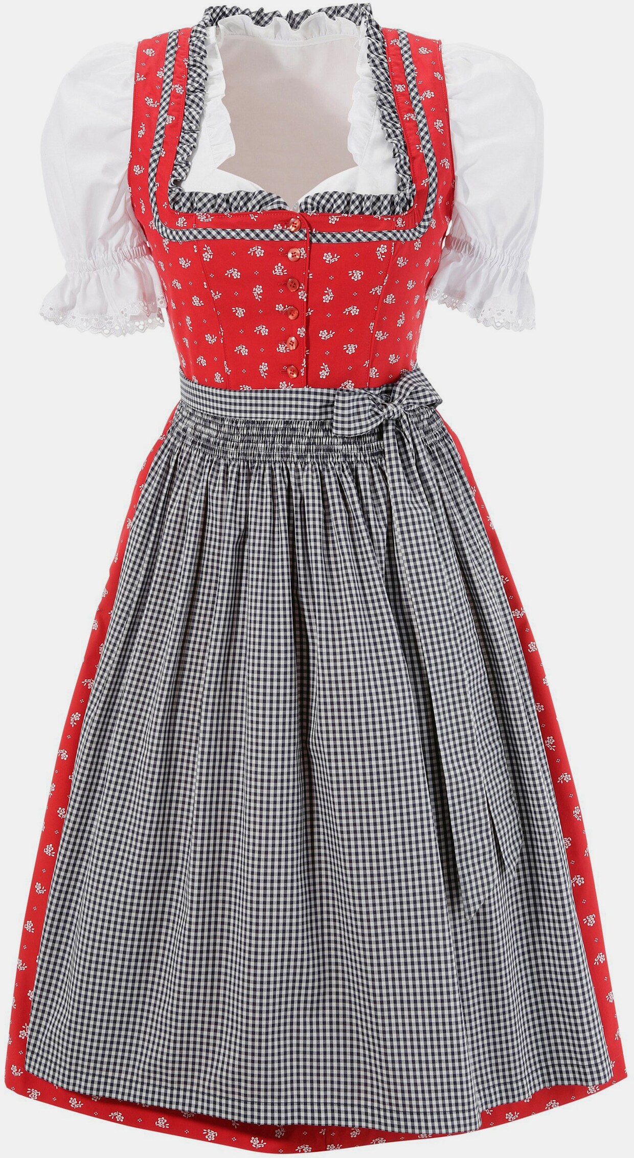 Naber Collection Dirndl - rood/donkerblauw