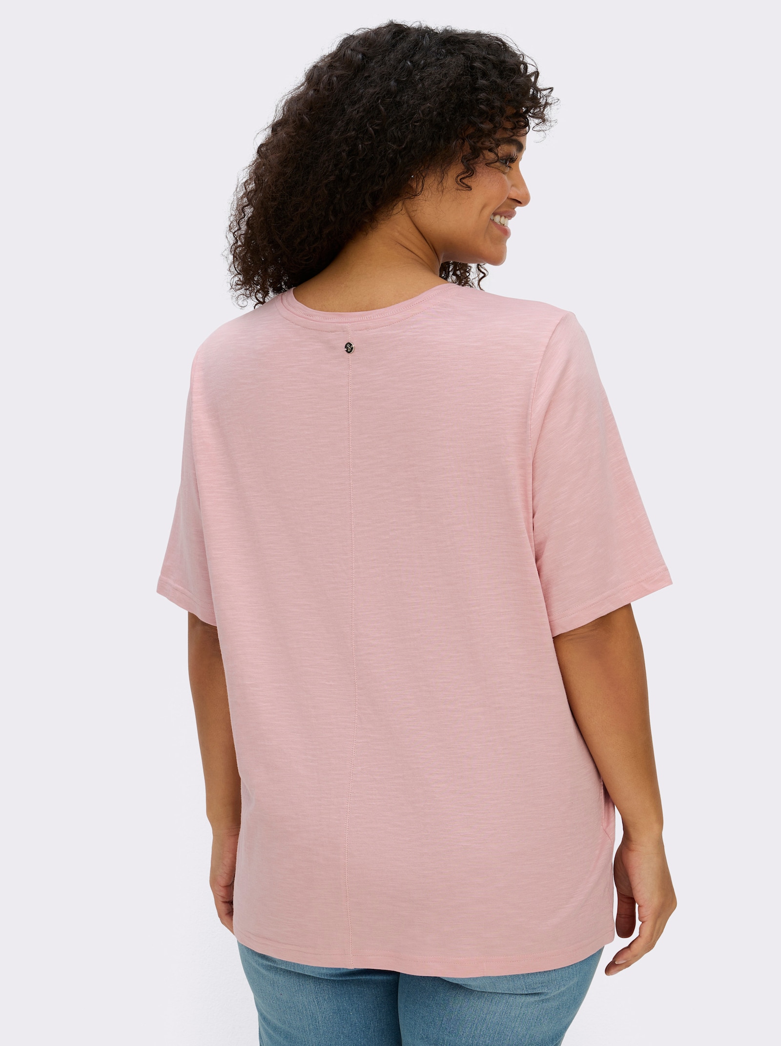 sheego V-Shirt in Flammgarn-Optik - hortensie