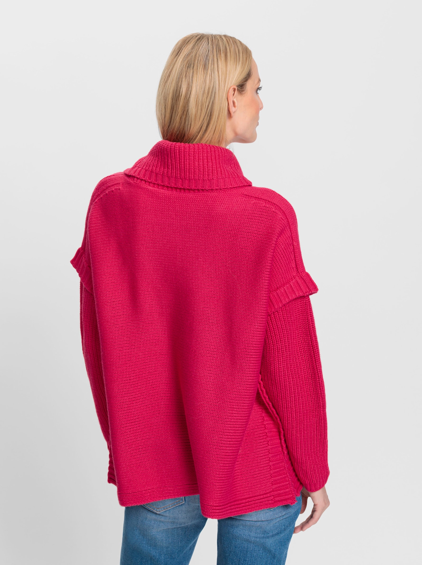 heine Rollkragenpullover in Poncho-Optik - pink