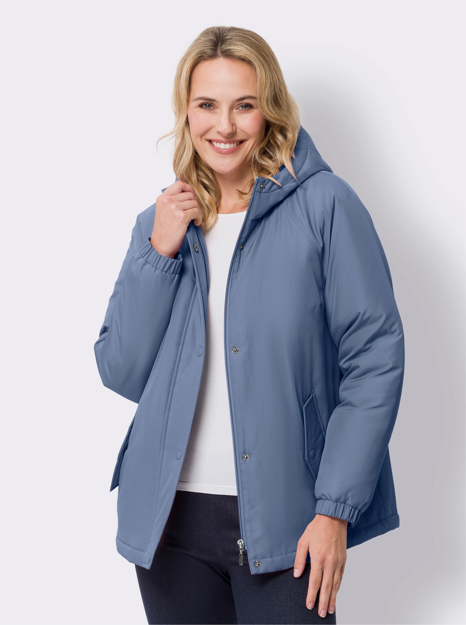 Jacke mit weitem Schnitt - taubenblau