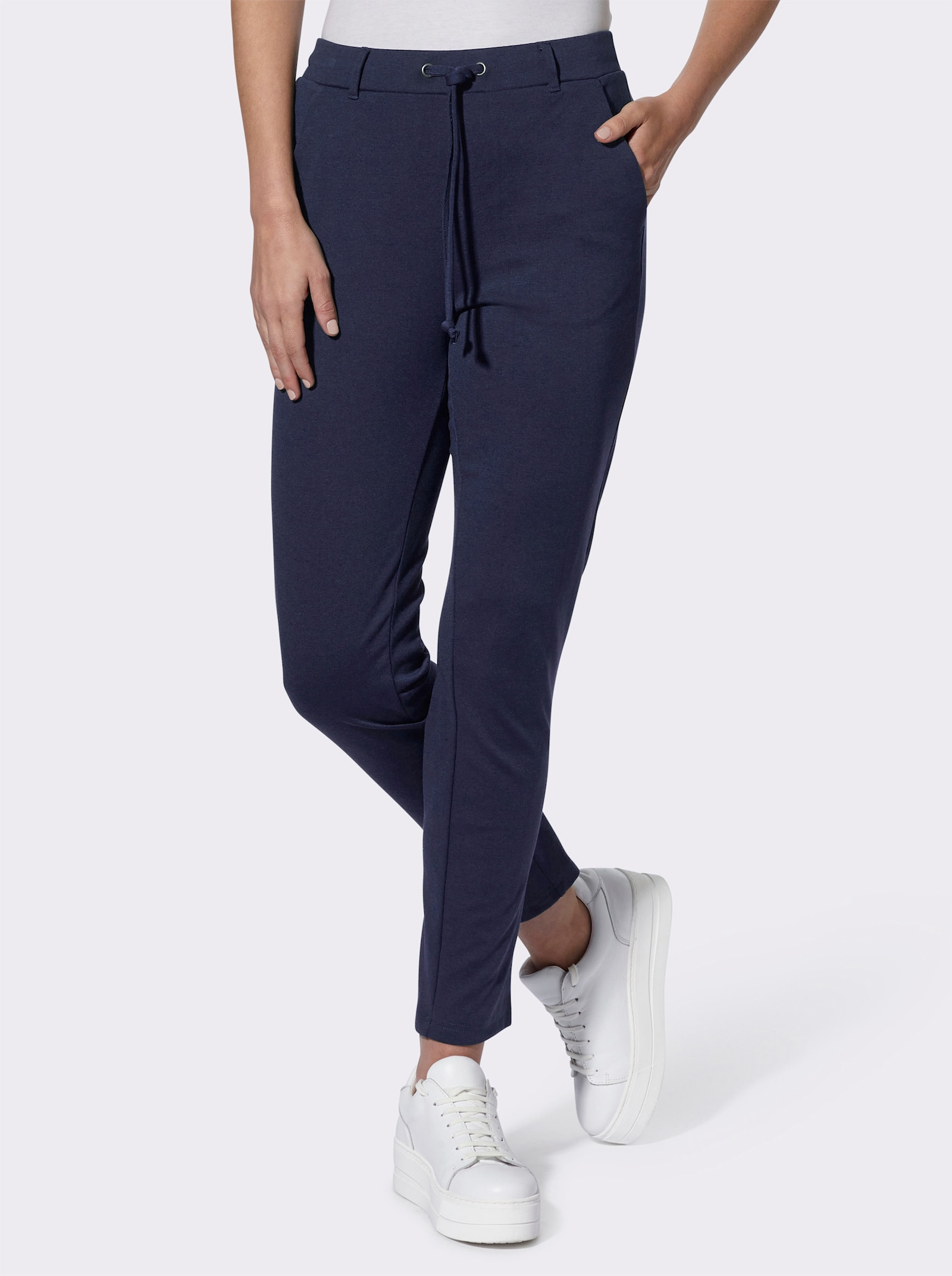 Jerseyhose mit Tunnelzug in der Taille - marine