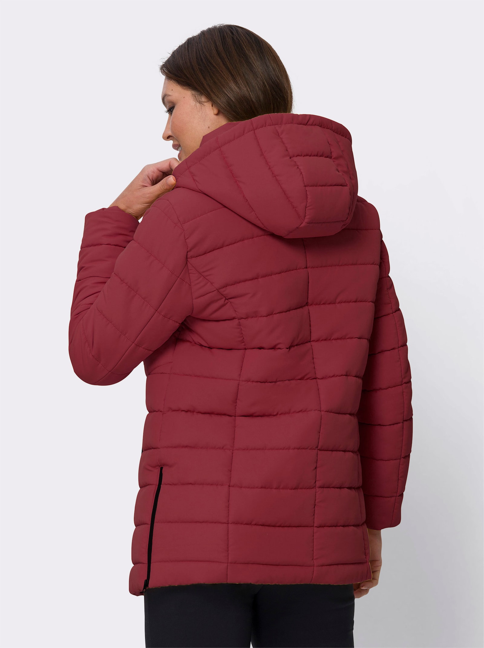Steppjacke mit abnehmbarer Kapuze - dunkelrot