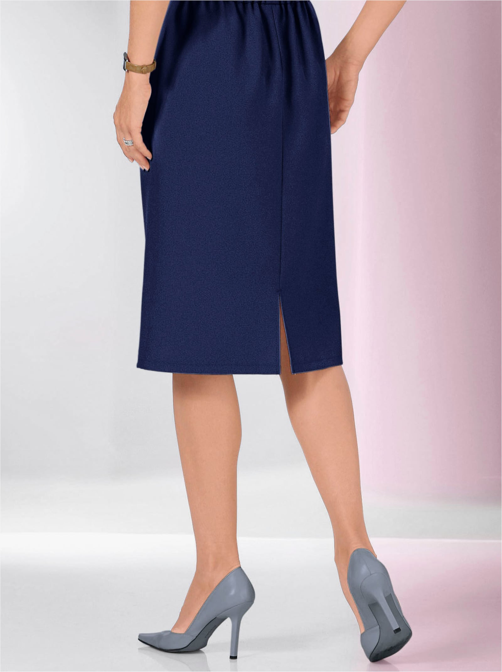 Kokerrok met loopsplit achter - marine