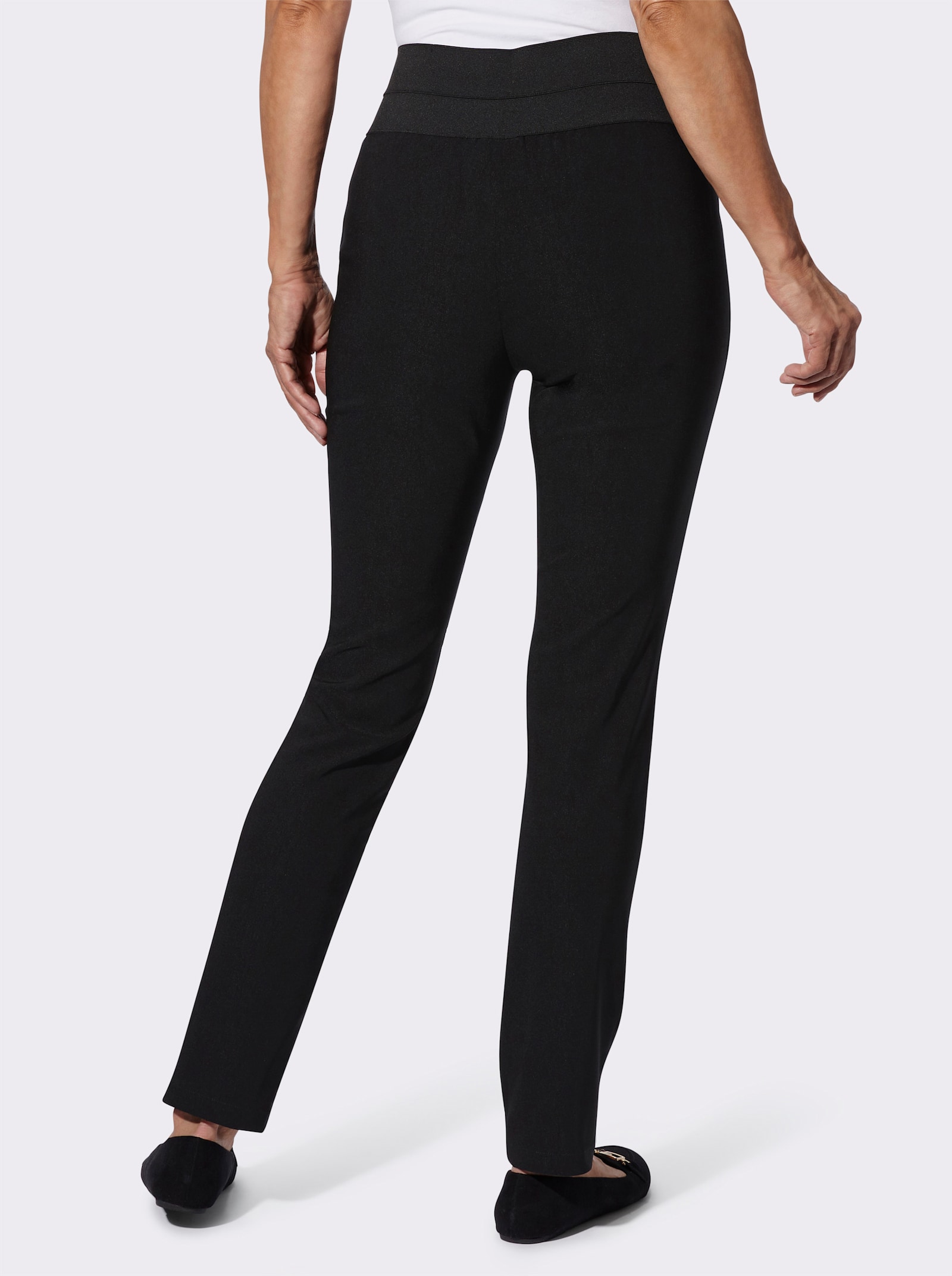 Comfortbroek met aangestikte comfortband - zwart