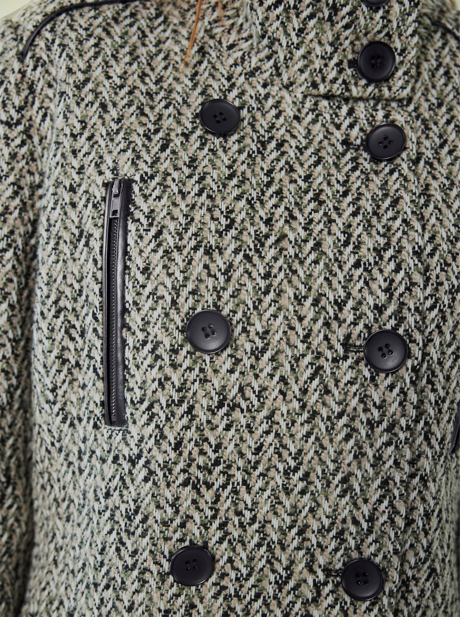 heine Jack met structuurpatroon - kaki/ecru gedessineerd