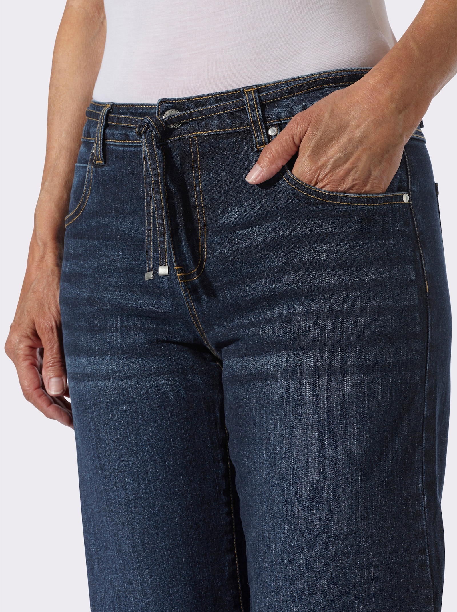  Jeans mit Bindegürtel - dark blue
